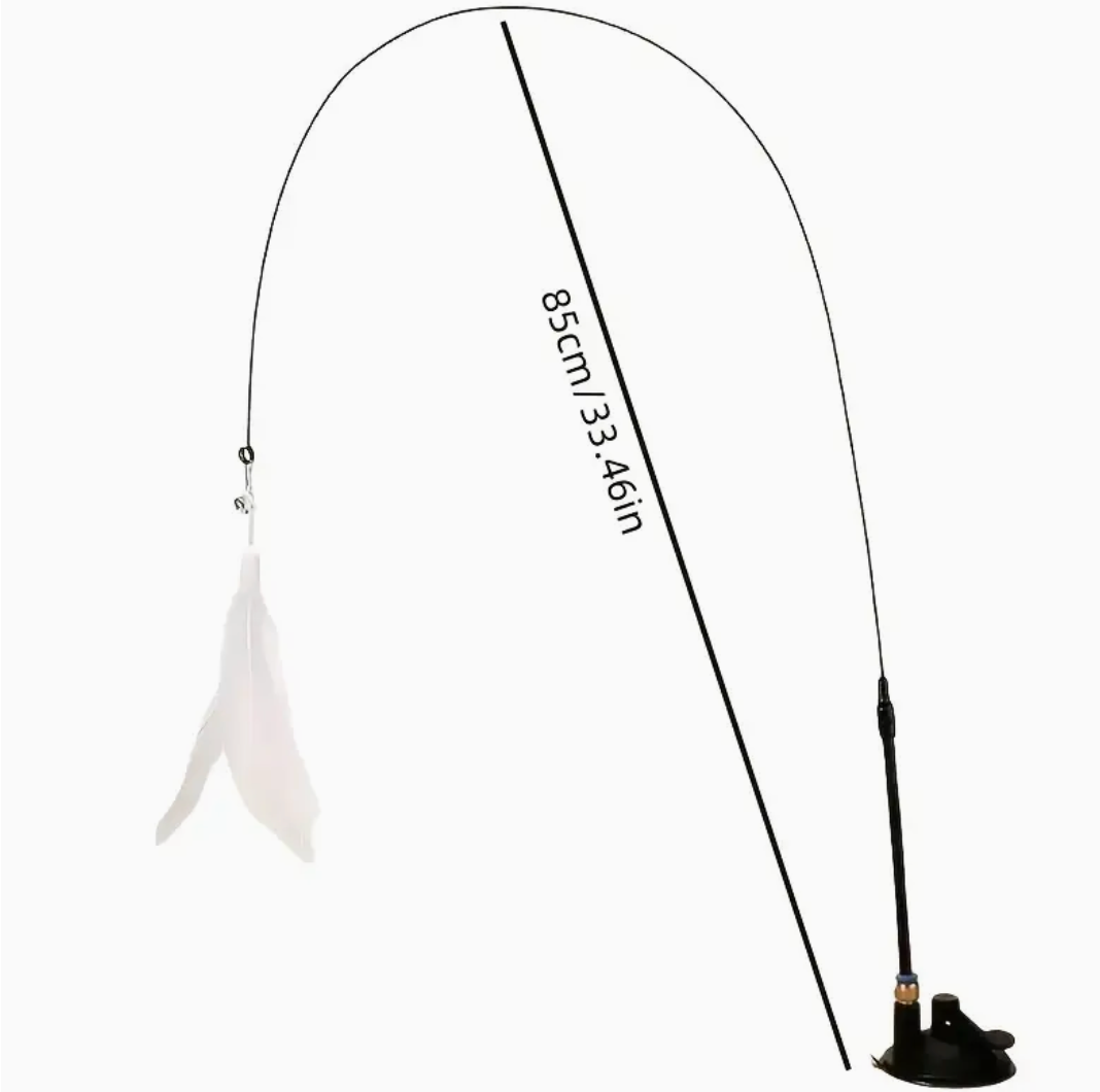 Interactive Cat Feather Toy with Suction Cup Base – Durable Stick, Realistic Feather Design, No Battery Needed