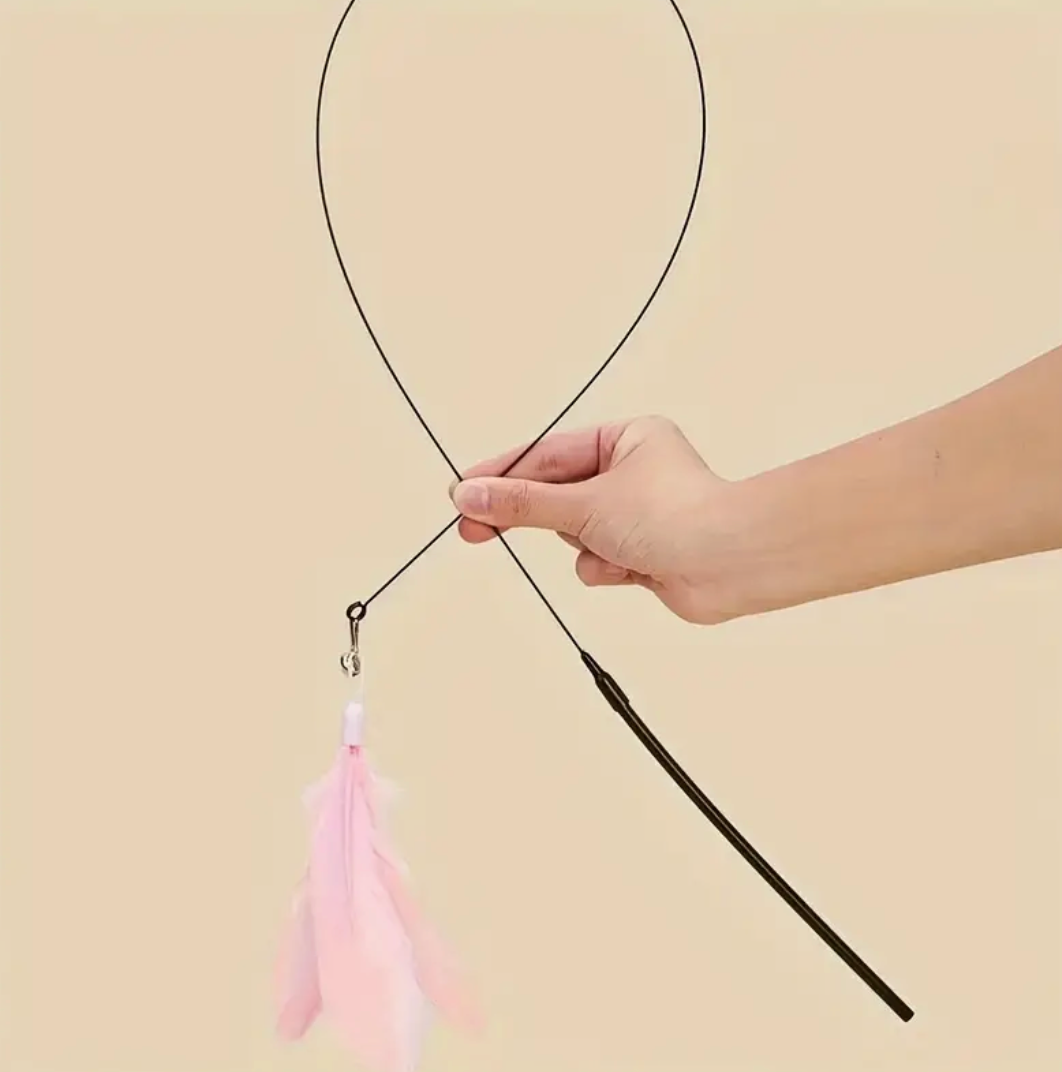 Interactive Cat Feather Toy with Suction Cup Base – Durable Stick, Realistic Feather Design, No Battery Needed