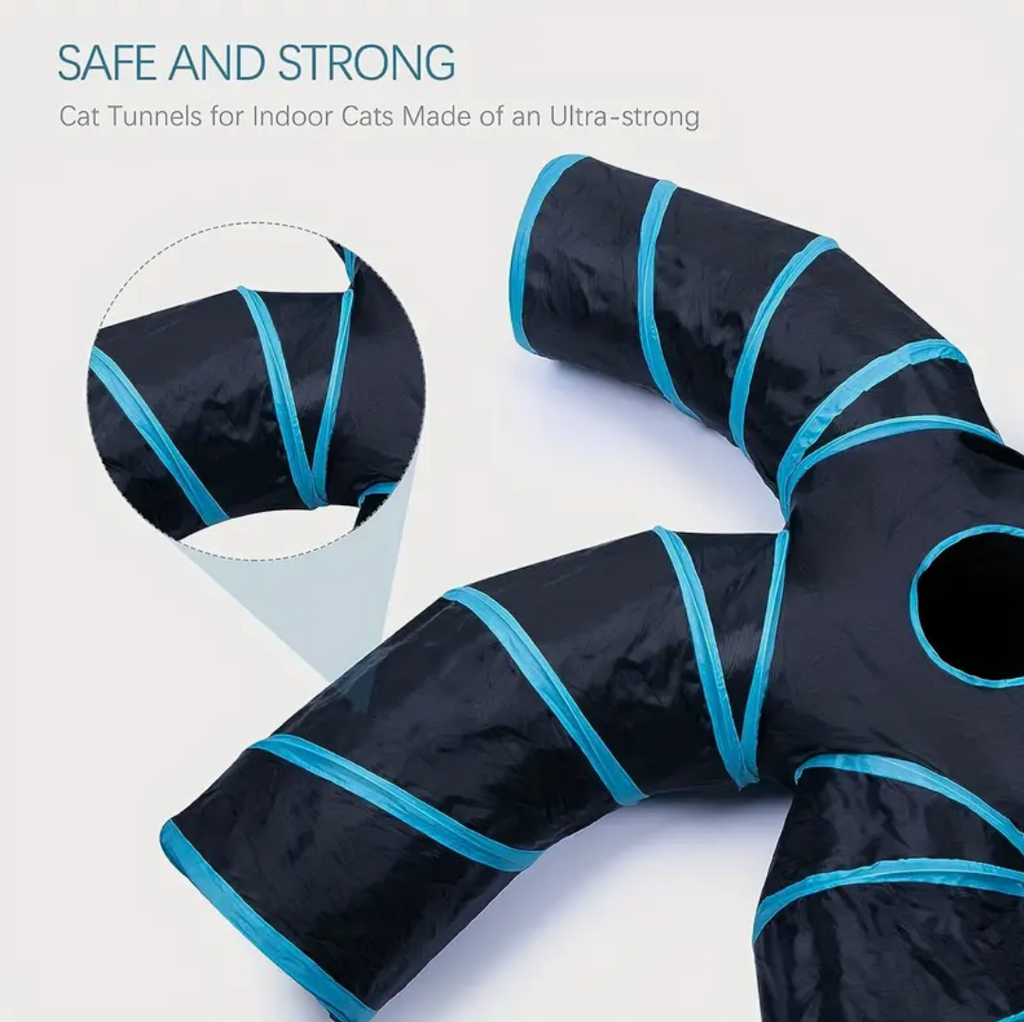 Large Collapsible Cat Tunnel with Play Ball & Peek Holes – Multi-Level Interactive Tube for Cats, Kittens & Small Dogs