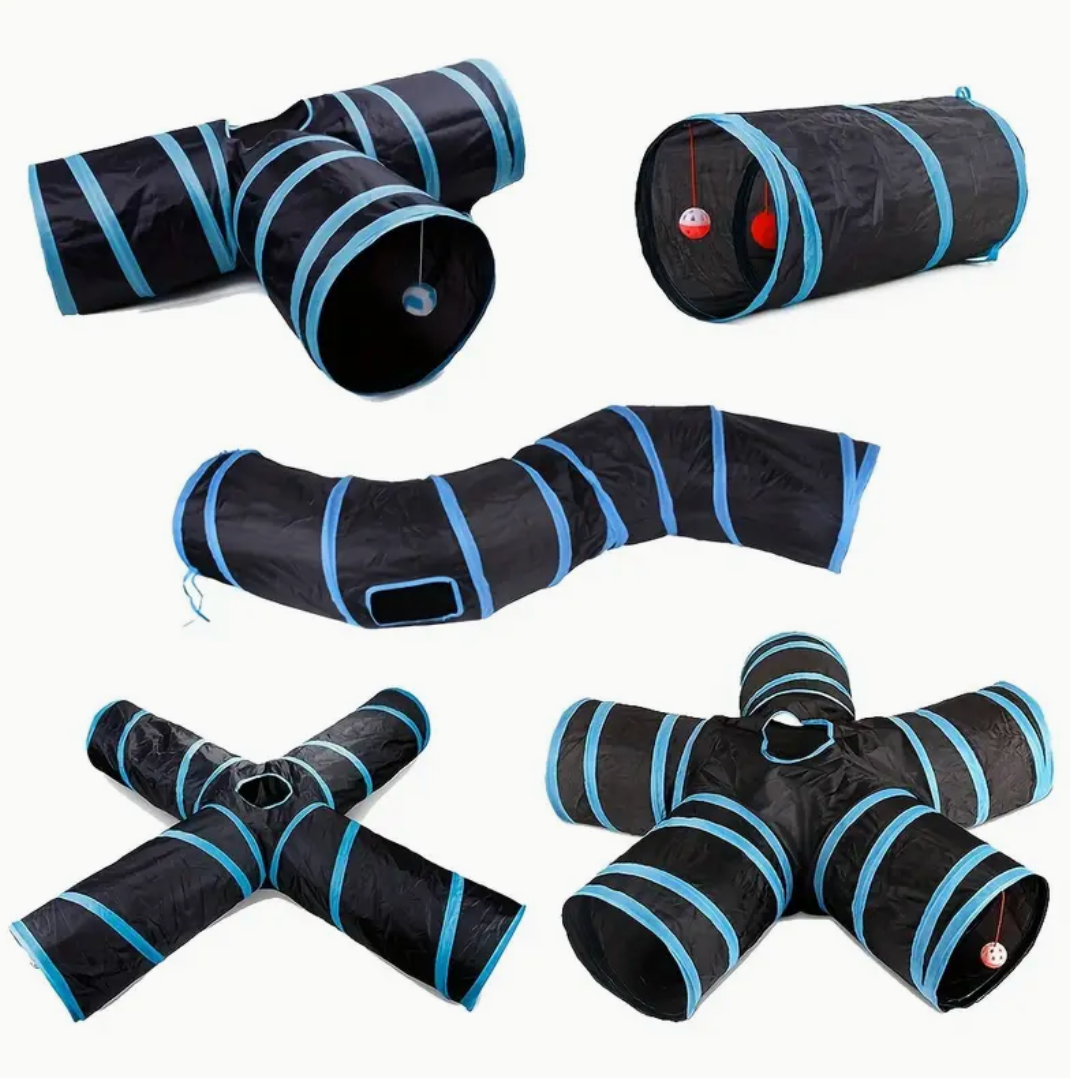 Large Collapsible Cat Tunnel with Play Ball & Peek Holes – Multi-Level Interactive Tube for Cats, Kittens & Small Dogs