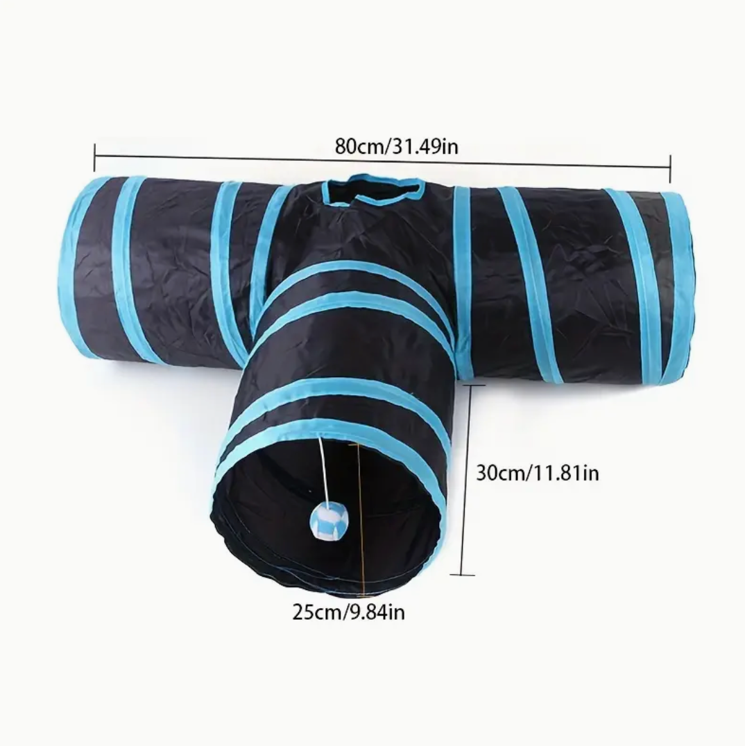 Large Collapsible Cat Tunnel with Play Ball & Peek Holes – Multi-Level Interactive Tube for Cats, Kittens & Small Dogs