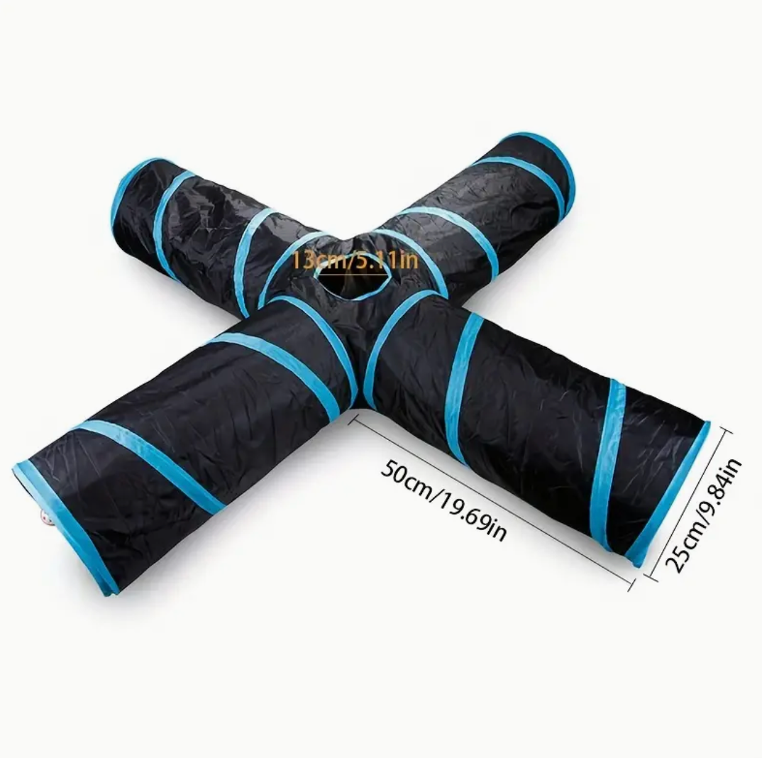Large Collapsible Cat Tunnel with Play Ball & Peek Holes – Multi-Level Interactive Tube for Cats, Kittens & Small Dogs