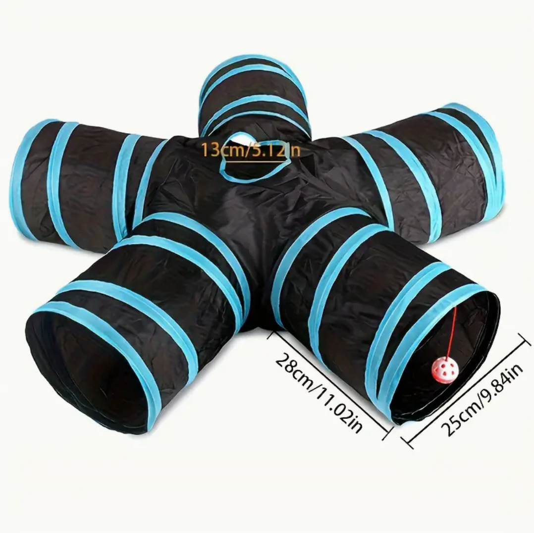 Large Collapsible Cat Tunnel with Play Ball & Peek Holes – Multi-Level Interactive Tube for Cats, Kittens & Small Dogs