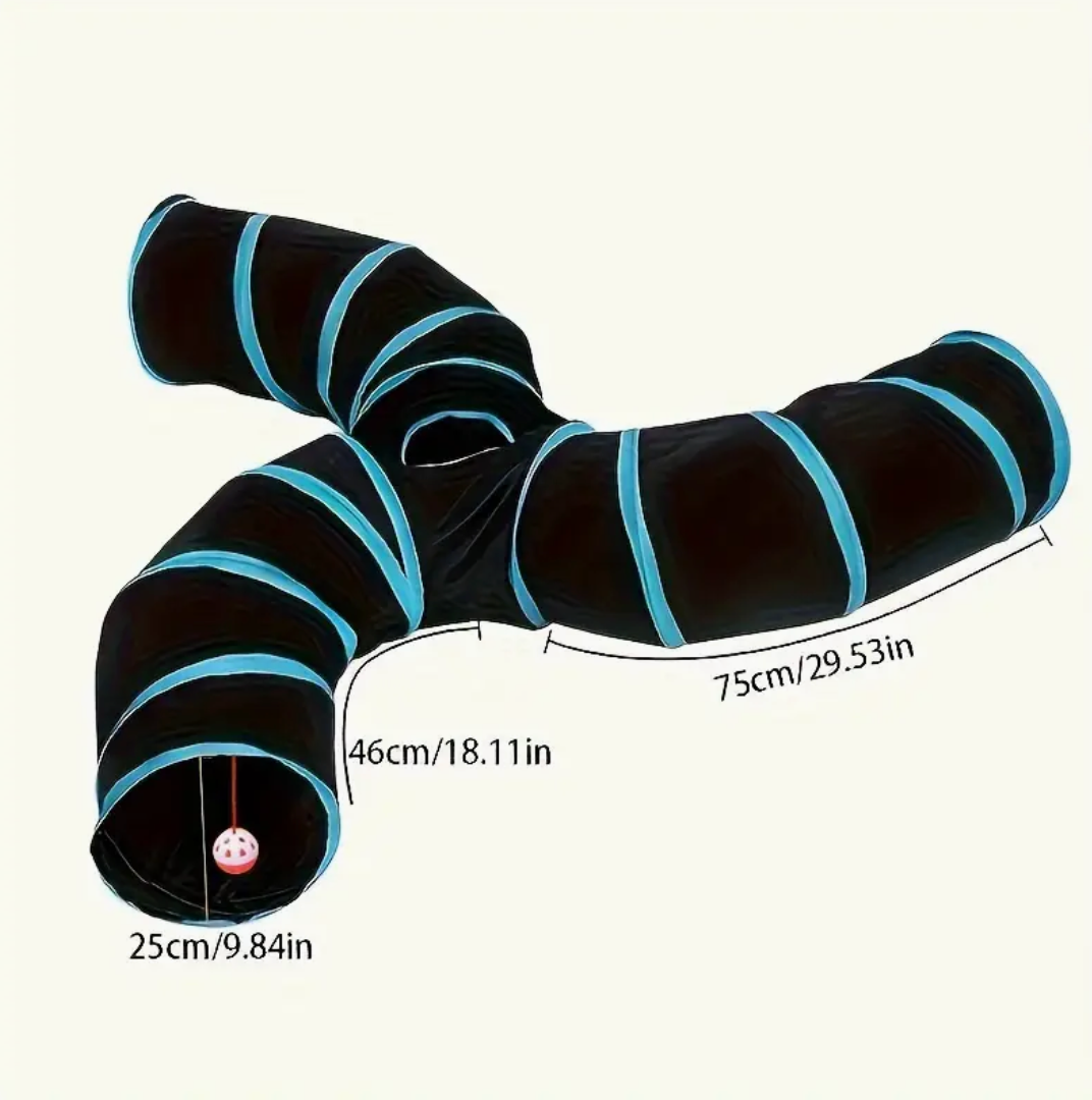 Large Collapsible Cat Tunnel with Play Ball & Peek Holes – Multi-Level Interactive Tube for Cats, Kittens & Small Dogs