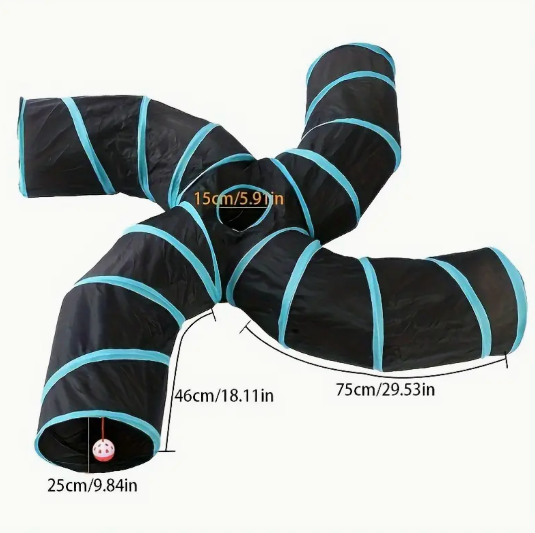 Large Collapsible Cat Tunnel with Play Ball & Peek Holes – Multi-Level Interactive Tube for Cats, Kittens & Small Dogs