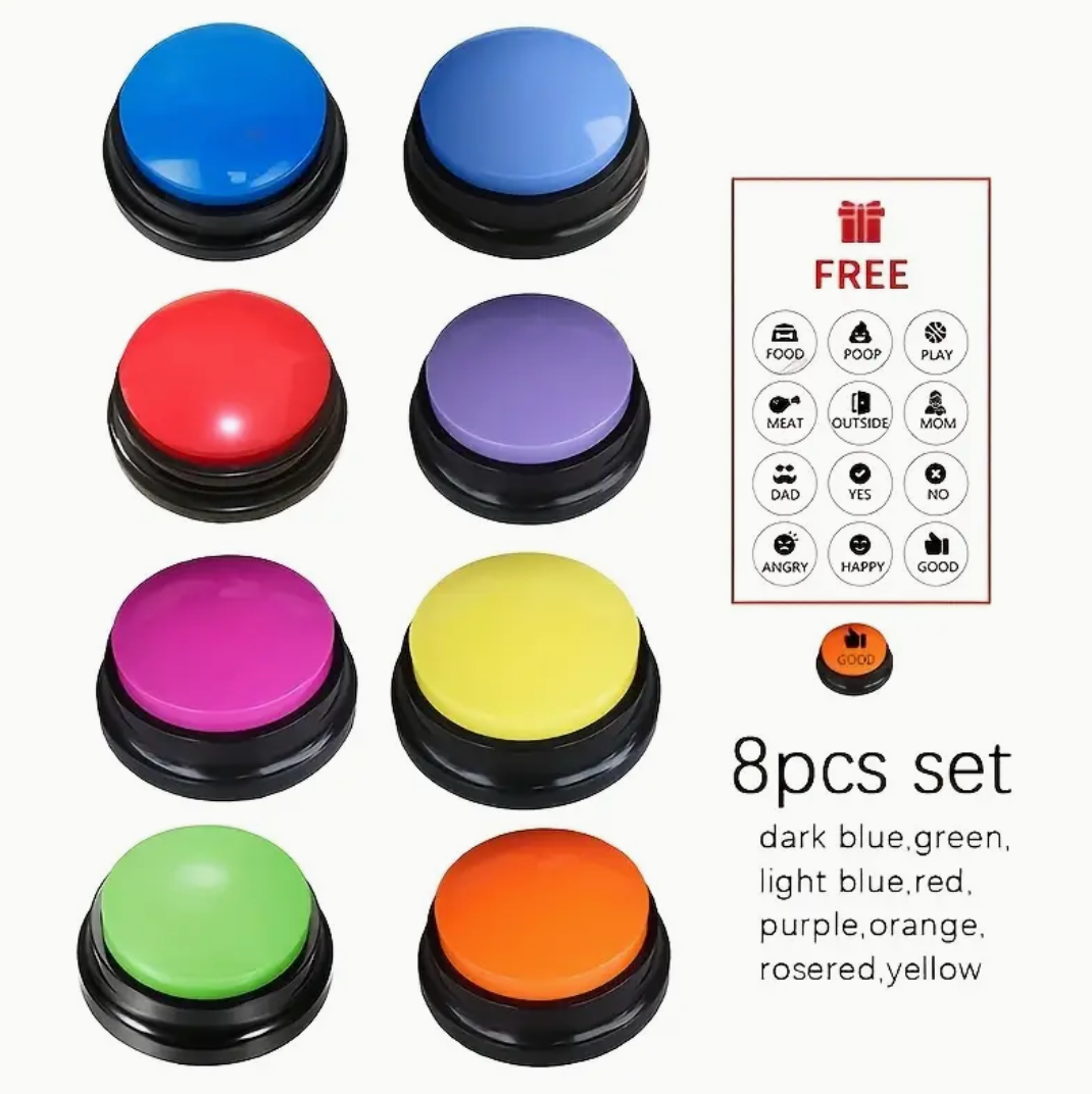 Voice Recording Button Pet Toys – 4/8/11pcs Recordable Talking Buttons for Dog & Cat Communication Training