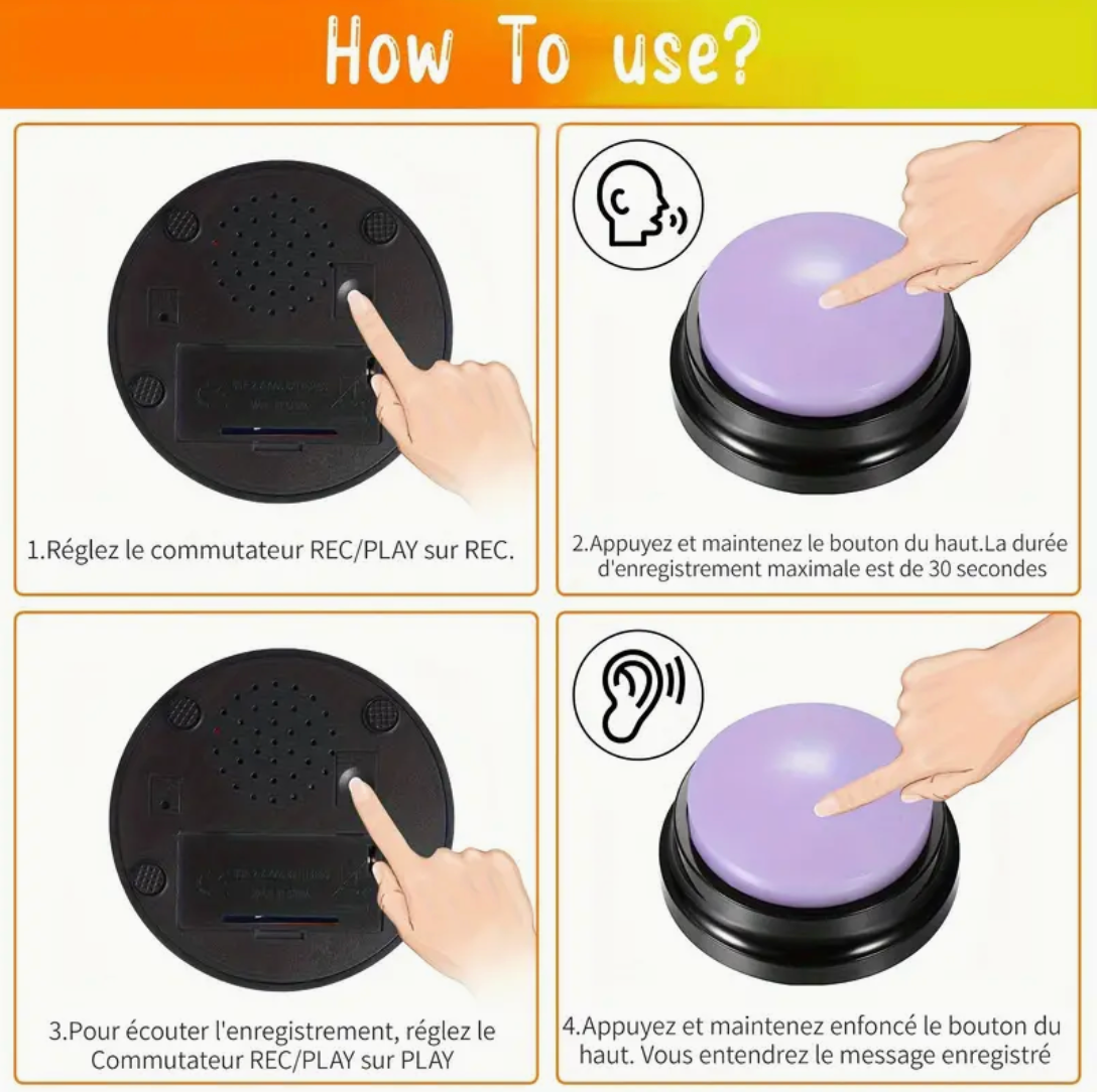 Voice Recording Button Pet Toys – 4/8/11pcs Recordable Talking Buttons for Dog & Cat Communication Training