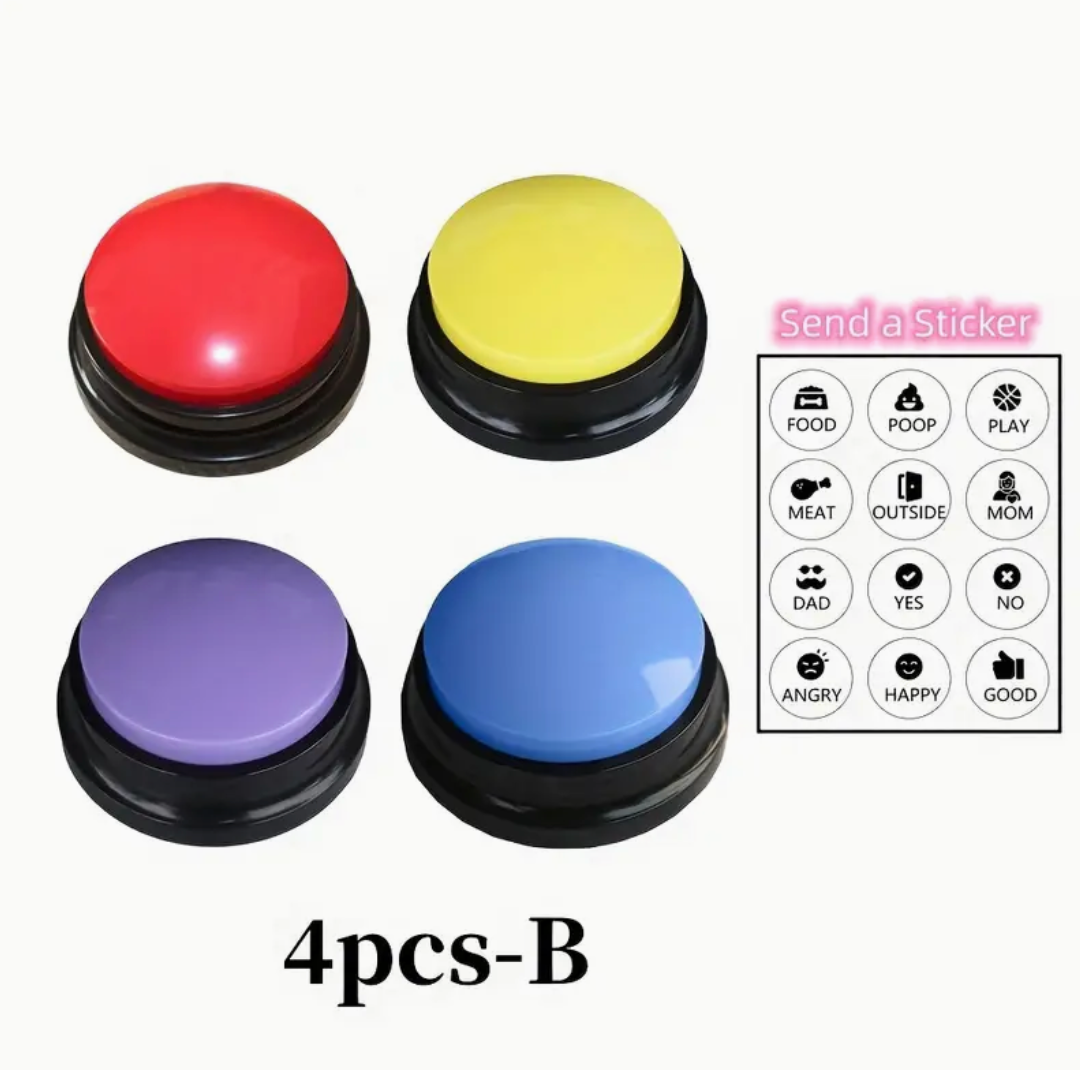 Voice Recording Button Pet Toys – 4/8/11pcs Recordable Talking Buttons for Dog & Cat Communication Training