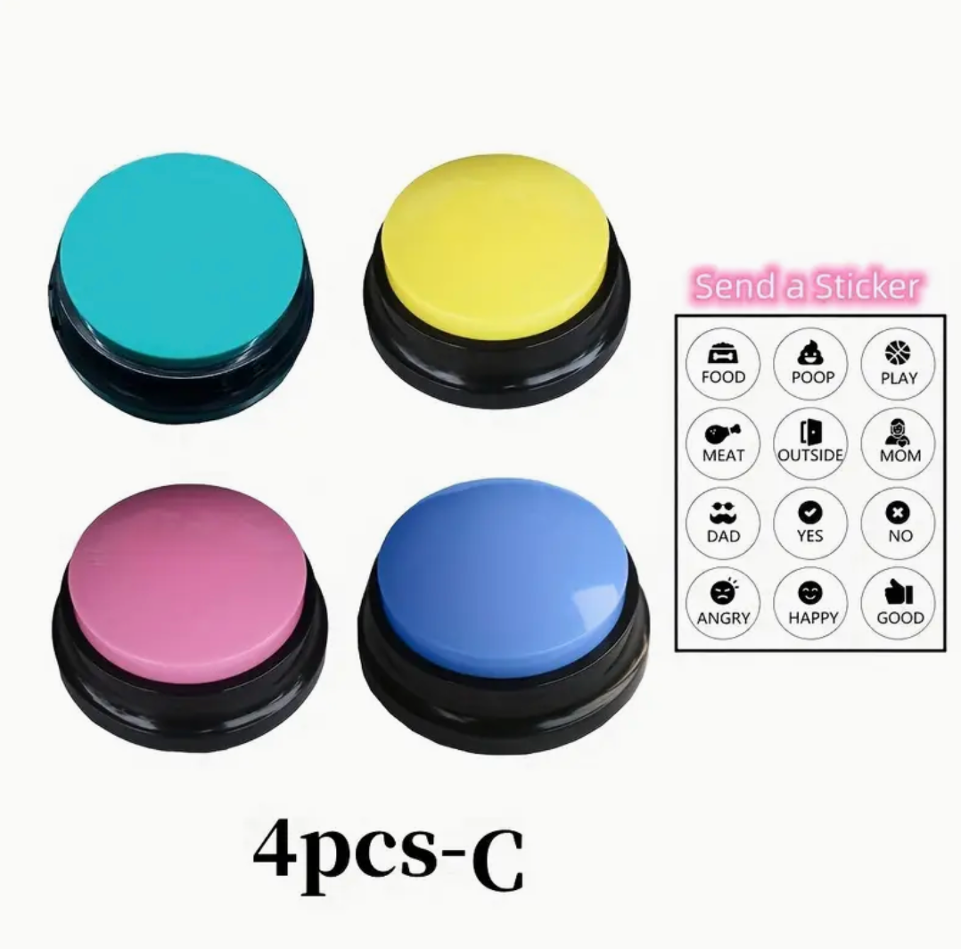Voice Recording Button Pet Toys – 4/8/11pcs Recordable Talking Buttons for Dog & Cat Communication Training