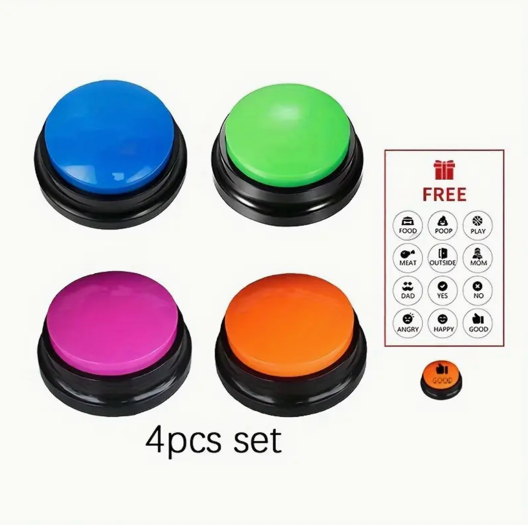 Voice Recording Button Pet Toys – 4/8/11pcs Recordable Talking Buttons for Dog & Cat Communication Training
