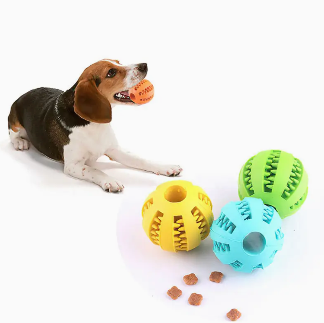 Interactive Rubber Dog Ball Toy – Elastic Chew Toy & Treat Dispenser for Dogs