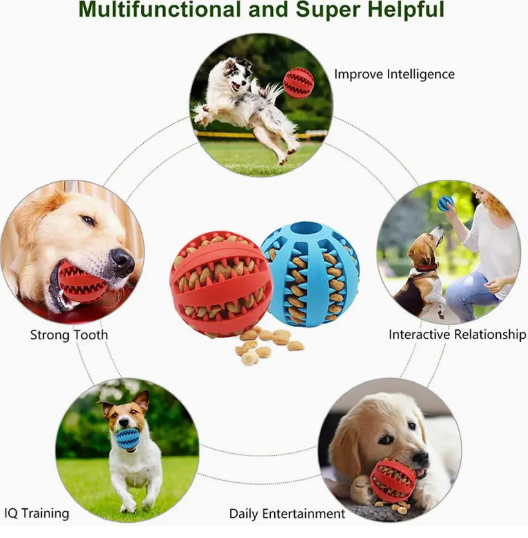 Interactive Rubber Dog Ball Toy – Elastic Chew Toy & Treat Dispenser for Dogs