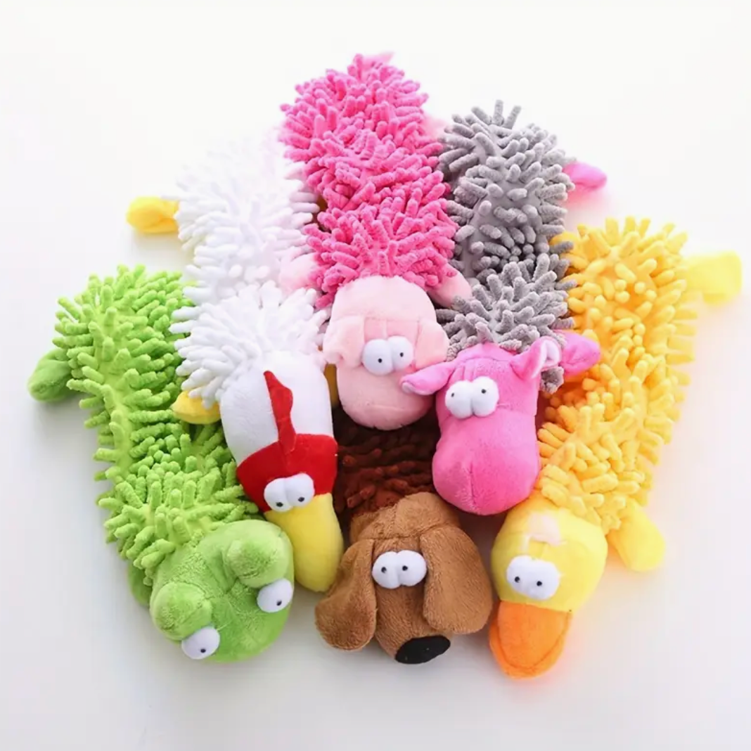 Interactive Plush Dog Toy with Squeaker – Fun Chew & Molar Training Toy for Puppies and Small Dogs