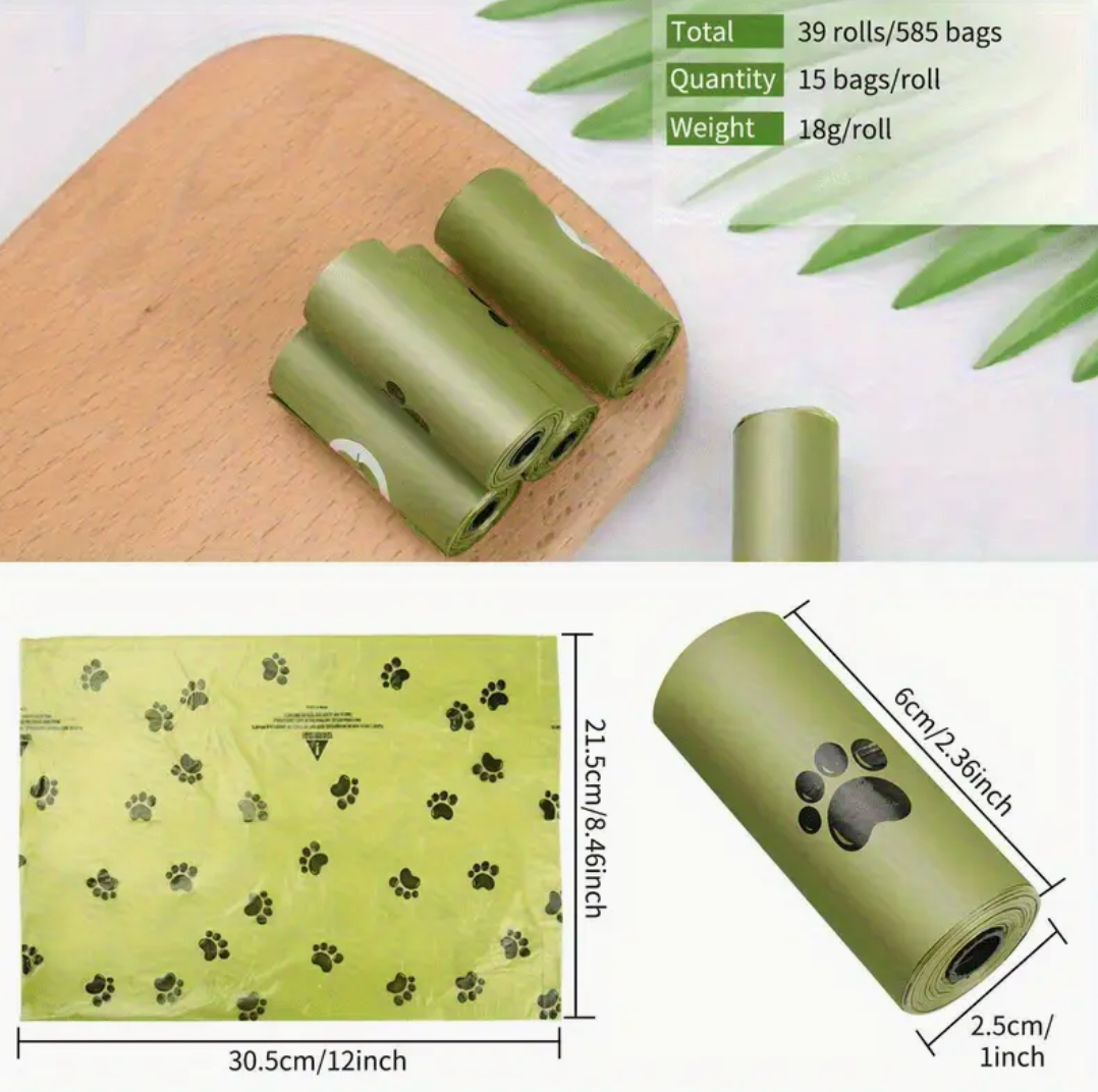 210 Count Corn Starch Dog Waste Bags with Dispenser – Leak-Proof, Unscented & Eco-Friendly