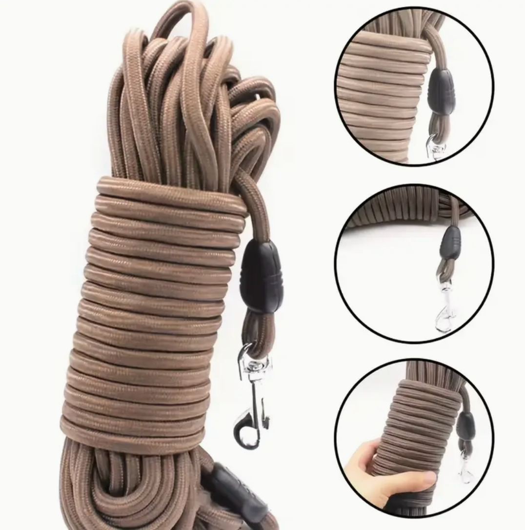 360° Tangle-Free Dog Leash – Long Nylon Rope with Metal Clasp & Ergonomic Handle for All Dog Sizes