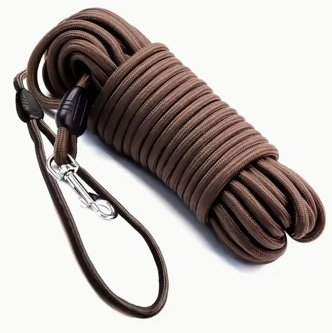 360° Tangle-Free Dog Leash – Long Nylon Rope with Metal Clasp & Ergonomic Handle for All Dog Sizes
