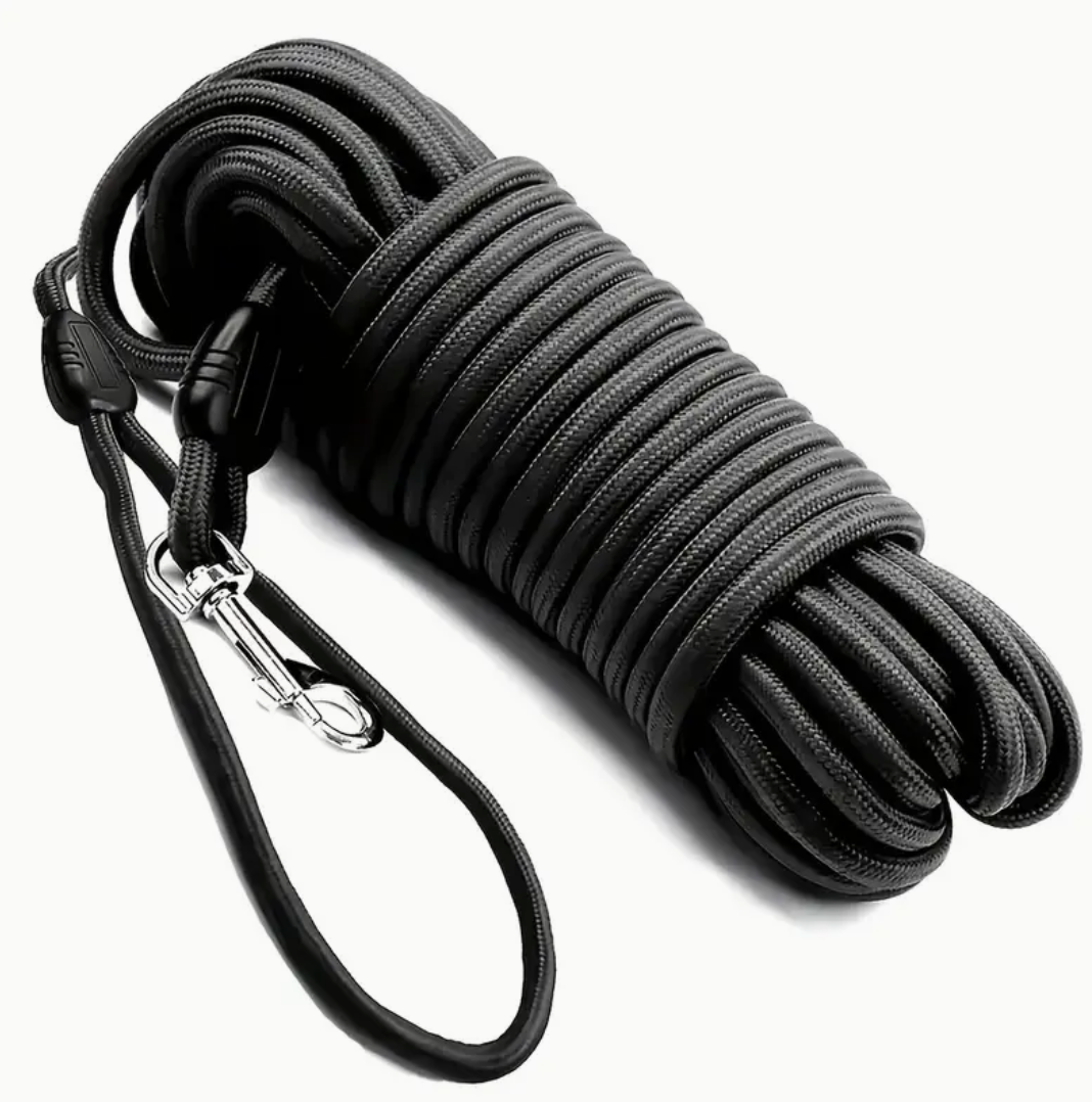 360° Tangle-Free Dog Leash – Long Nylon Rope with Metal Clasp & Ergonomic Handle for All Dog Sizes