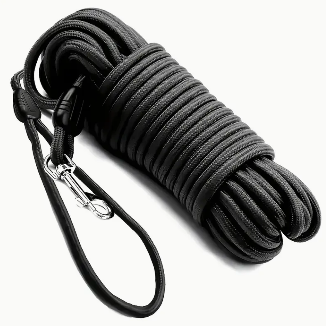 360° Tangle-Free Dog Leash – Long Nylon Rope with Metal Clasp & Ergonomic Handle for All Dog Sizes