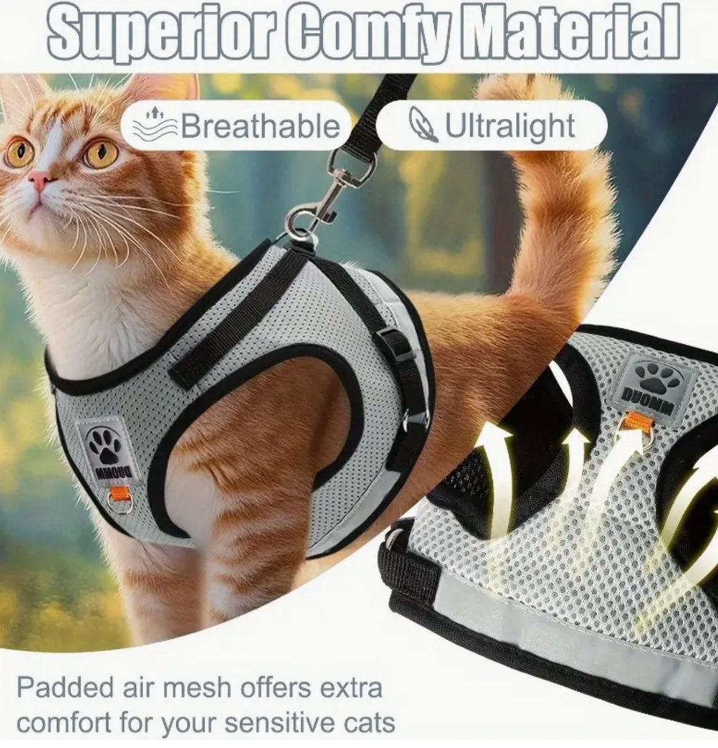 Cat & Dog Vest-Style Harness with Leash – Adjustable Escape-Proof Safety Set