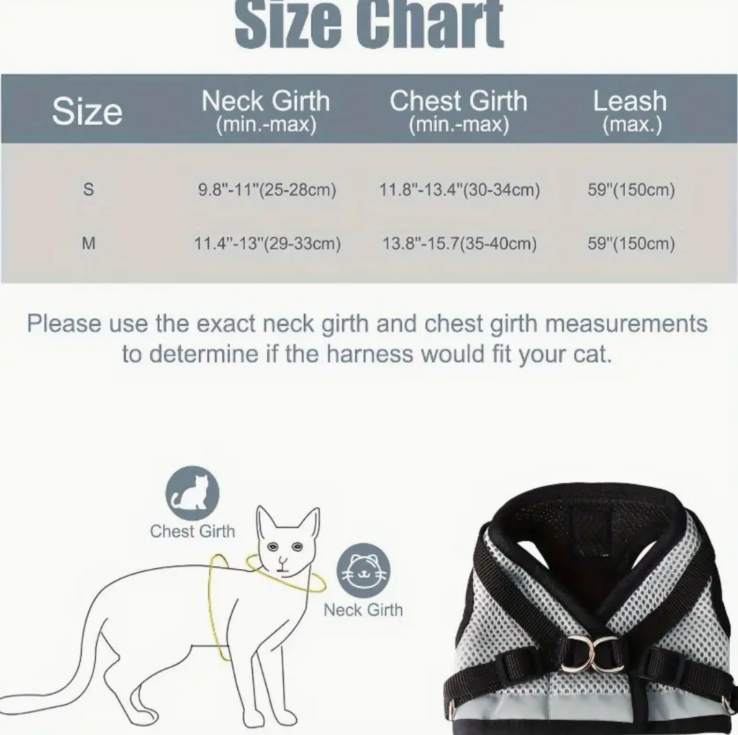 Cat & Dog Vest-Style Harness with Leash – Adjustable Escape-Proof Safety Set