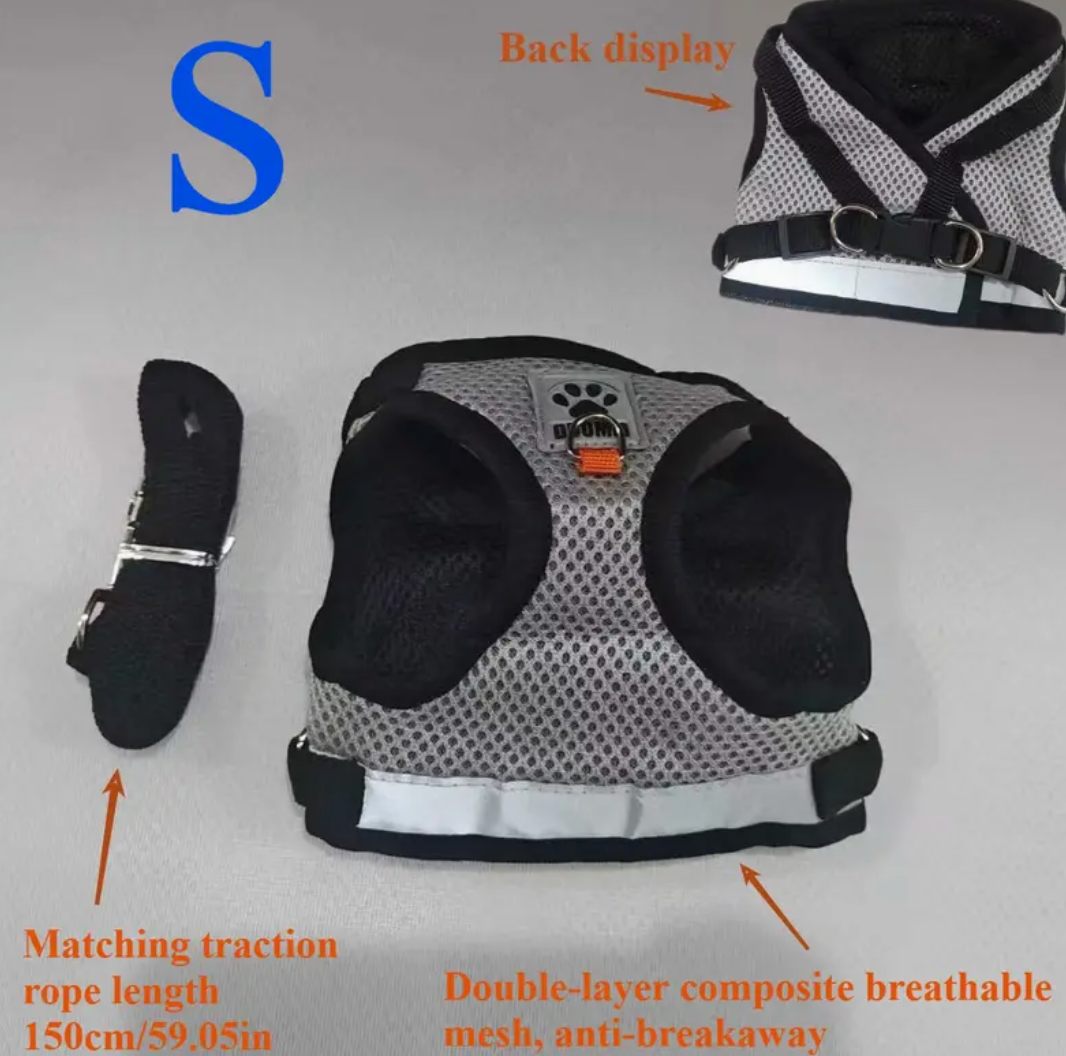 Cat & Dog Vest-Style Harness with Leash – Adjustable Escape-Proof Safety Set