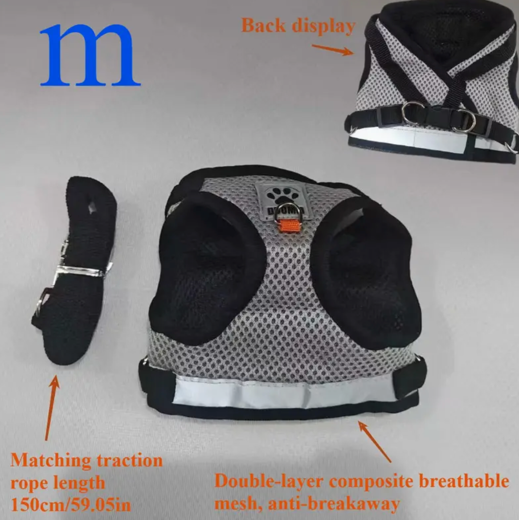 Cat & Dog Vest-Style Harness with Leash – Adjustable Escape-Proof Safety Set