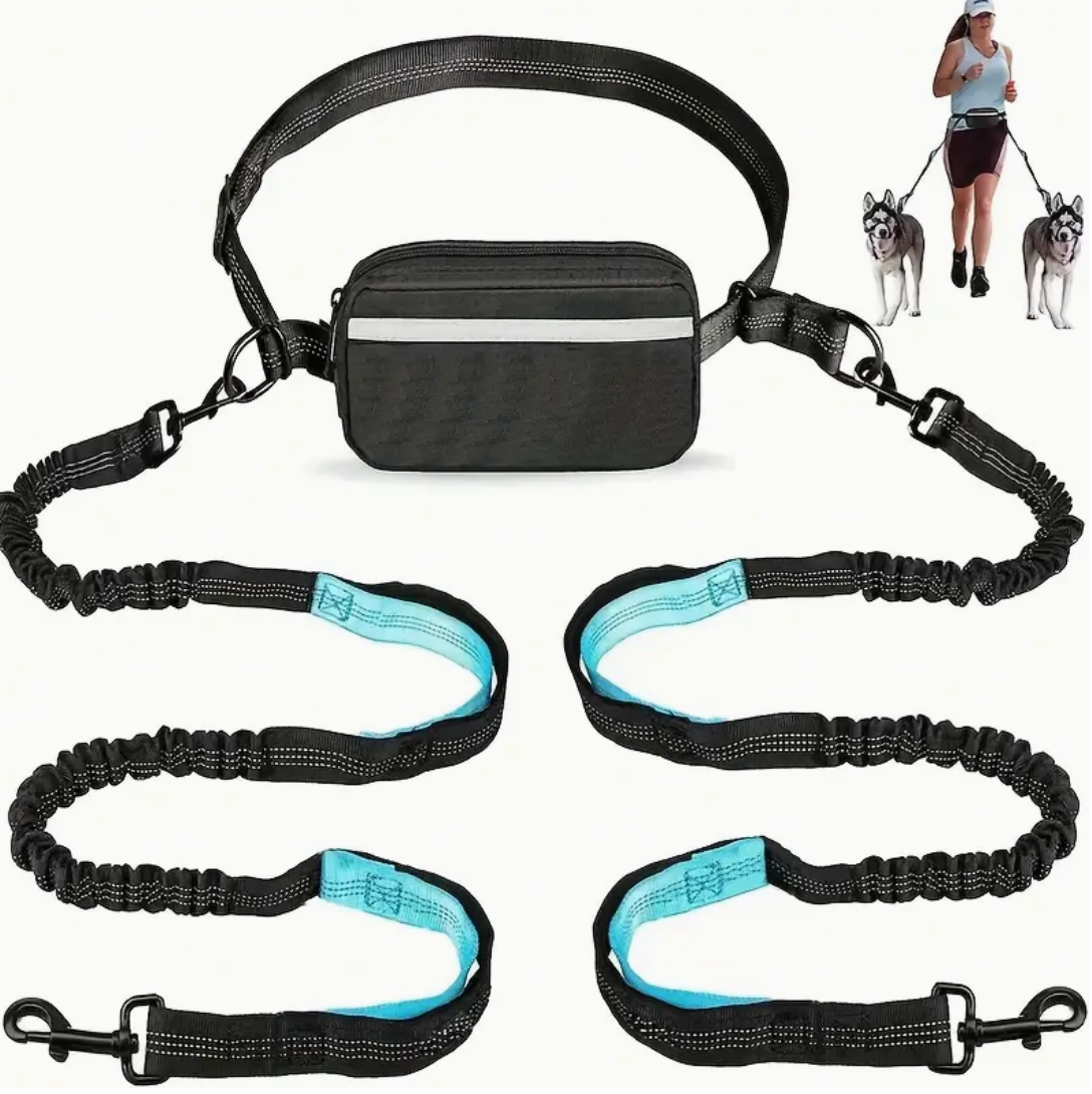 Adjustable Hands-Free Dog Running Leash – Dual Handles & Elastic Retractable Rope