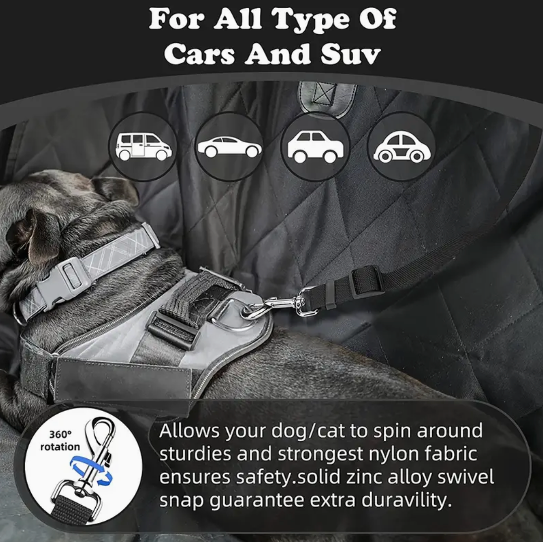 Adjustable Dog Car Seat Belt – Heavy-Duty Pet Safety Harness with Quick-Release Buckle for All Dog Sizes