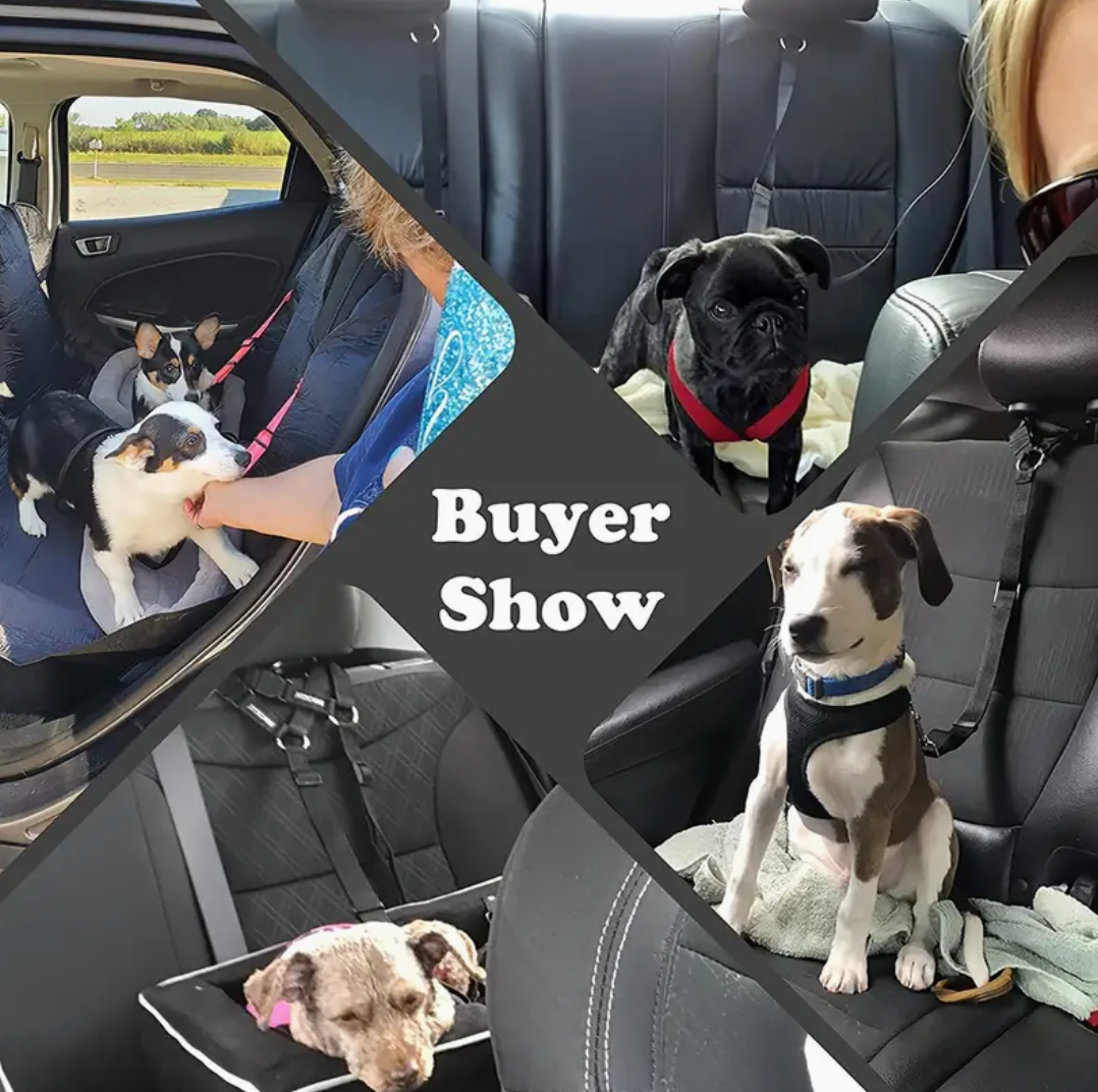 Adjustable Dog Car Seat Belt – Heavy-Duty Pet Safety Harness with Quick-Release Buckle for All Dog Sizes