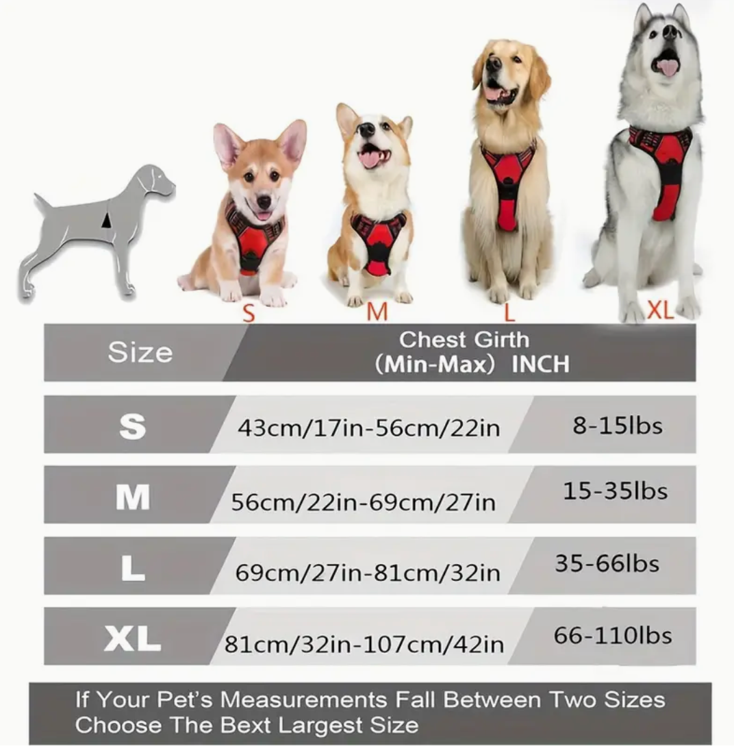 No-Pull Dog Harness with Front Clip – Reflective, Heavy-Duty Design with Easy-Control Handle (S/M/L/XL)