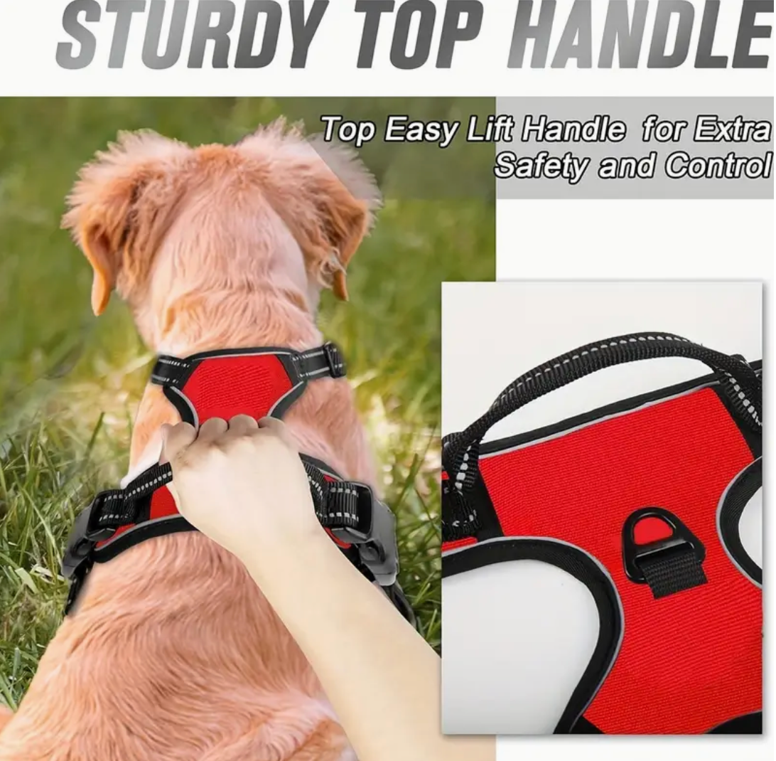 No-Pull Dog Harness with Front Clip – Reflective, Heavy-Duty Design with Easy-Control Handle (S/M/L/XL)