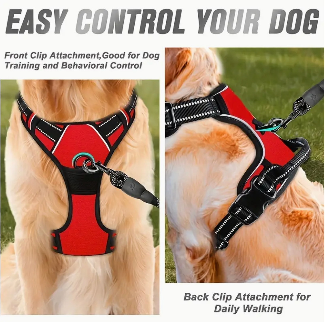 No-Pull Dog Harness with Front Clip – Reflective, Heavy-Duty Design with Easy-Control Handle (S/M/L/XL)