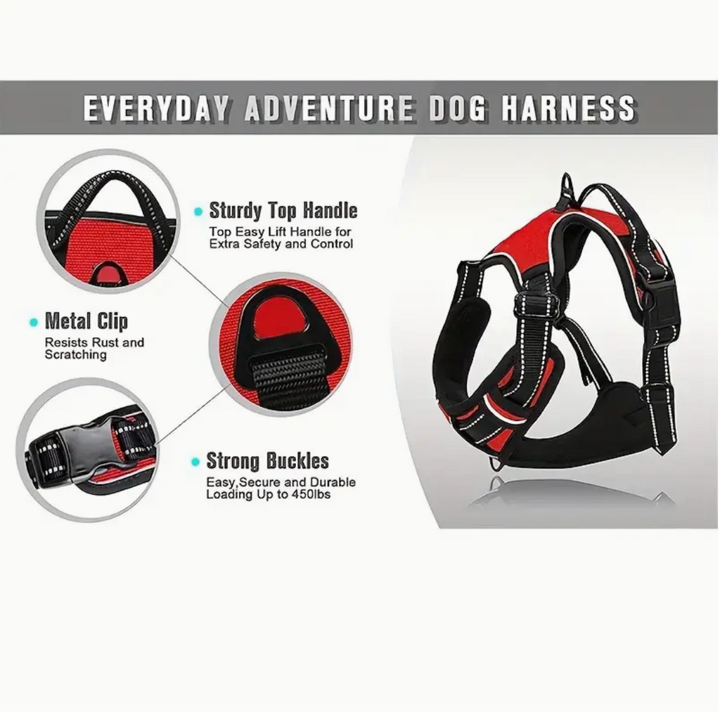 No-Pull Dog Harness with Front Clip – Reflective, Heavy-Duty Design with Easy-Control Handle (S/M/L/XL)