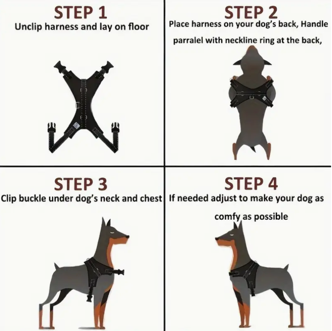 Doglee No-Pull Reflective Adjustable Dog Harness with Handle – XS to XL Sizes