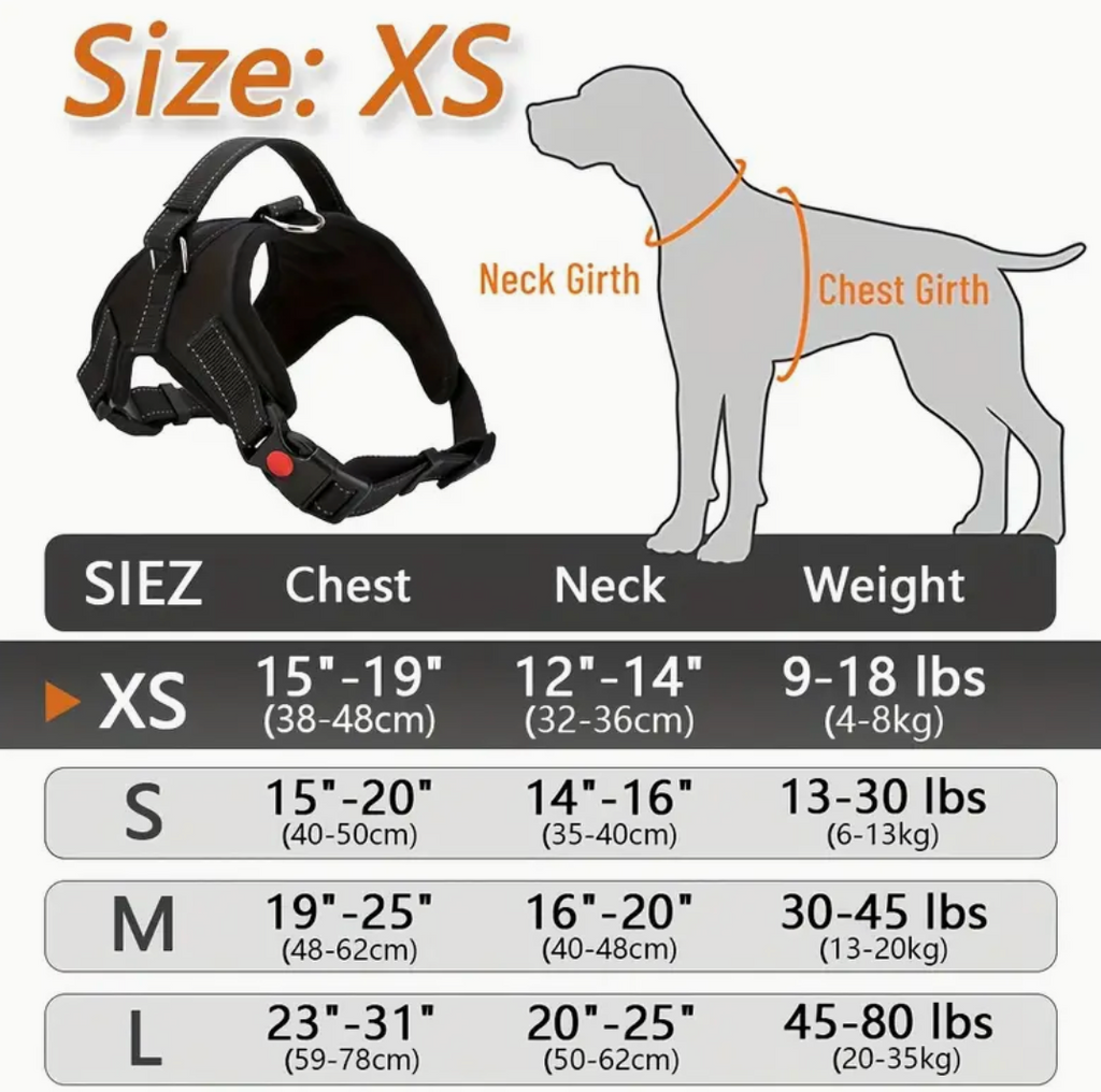 Doglee No-Pull Reflective Adjustable Dog Harness with Handle – XS to XL Sizes