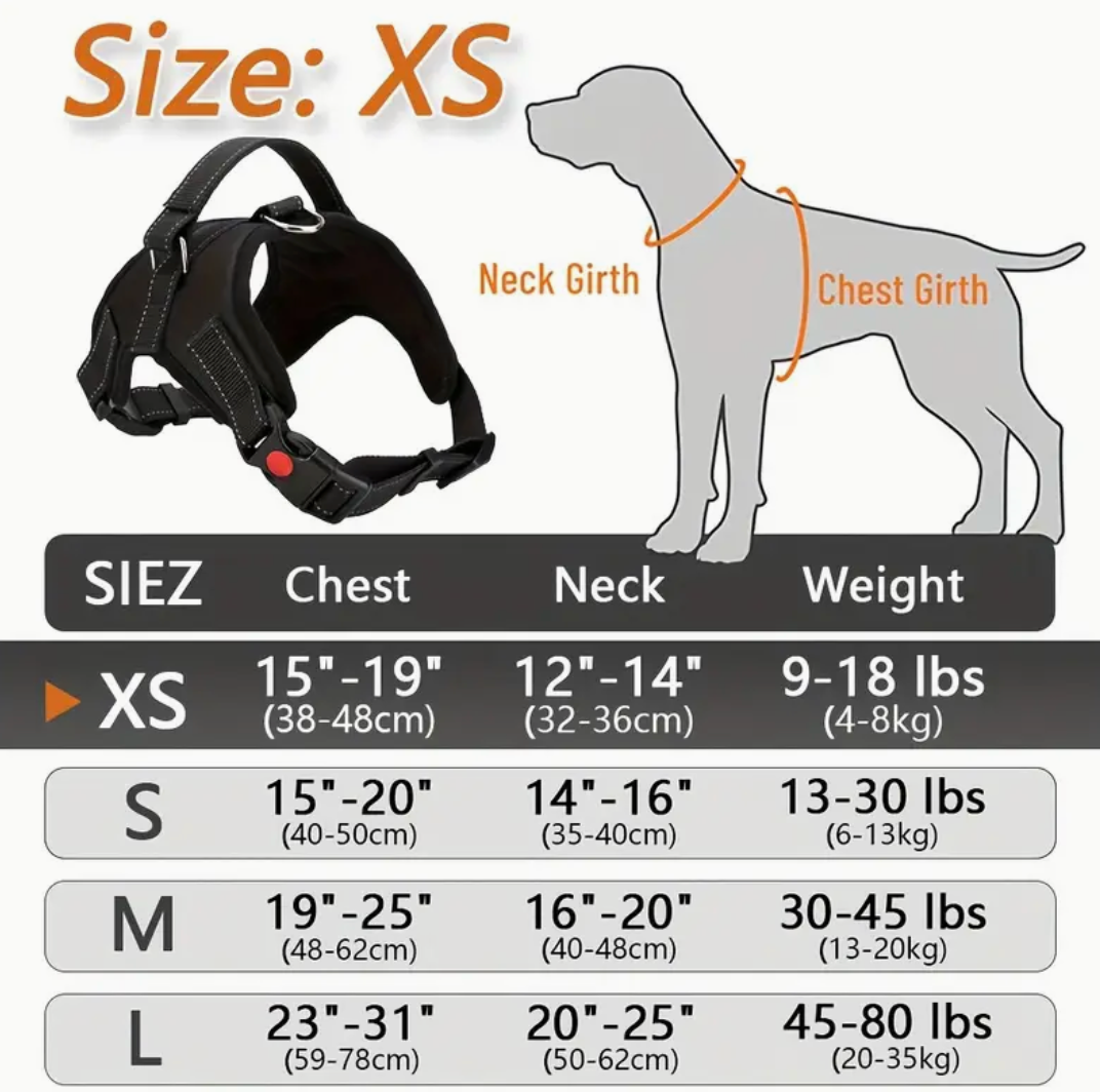 Doglee No-Pull Reflective Adjustable Dog Harness with Handle – XS to XL Sizes