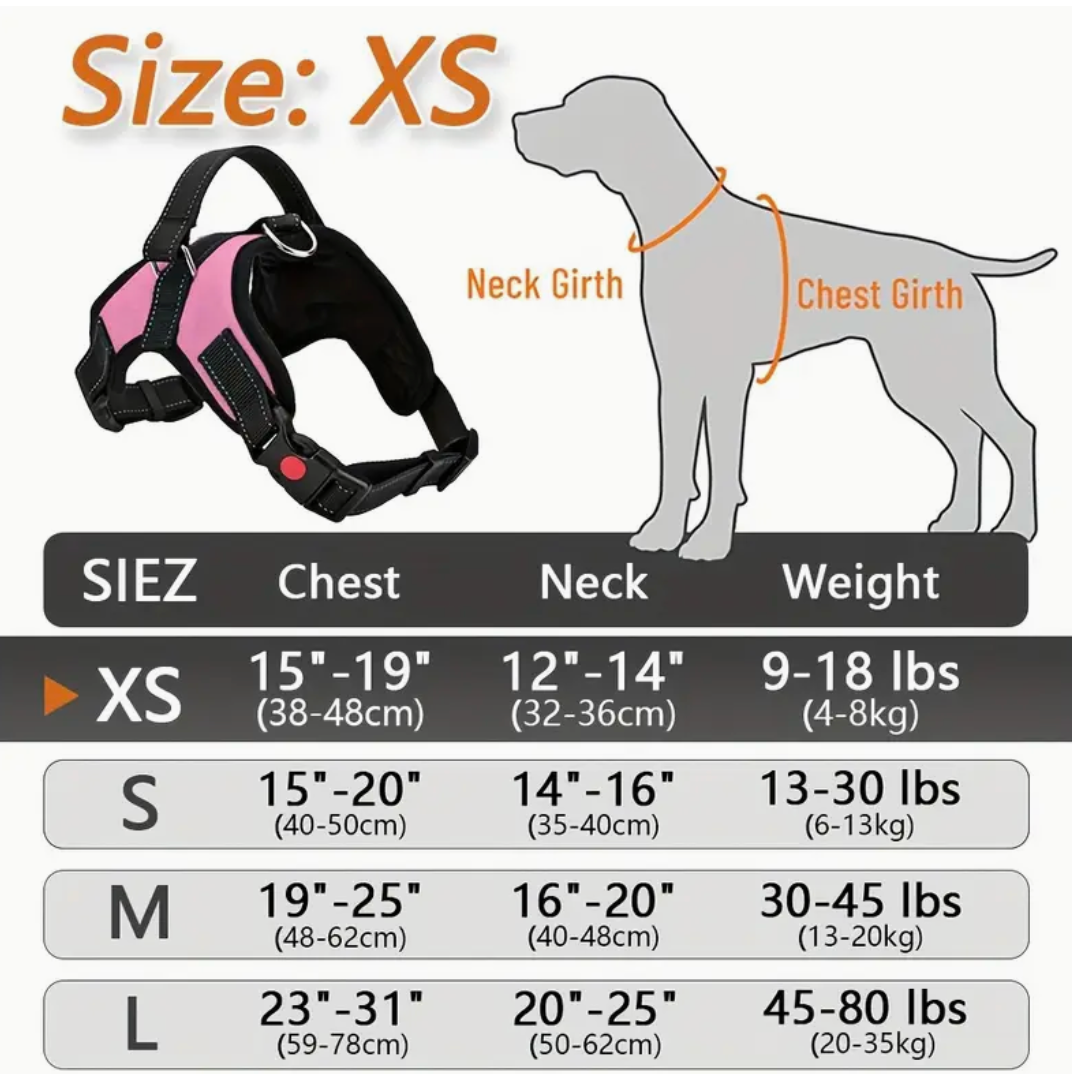 Doglee No-Pull Reflective Adjustable Dog Harness with Handle – XS to XL Sizes