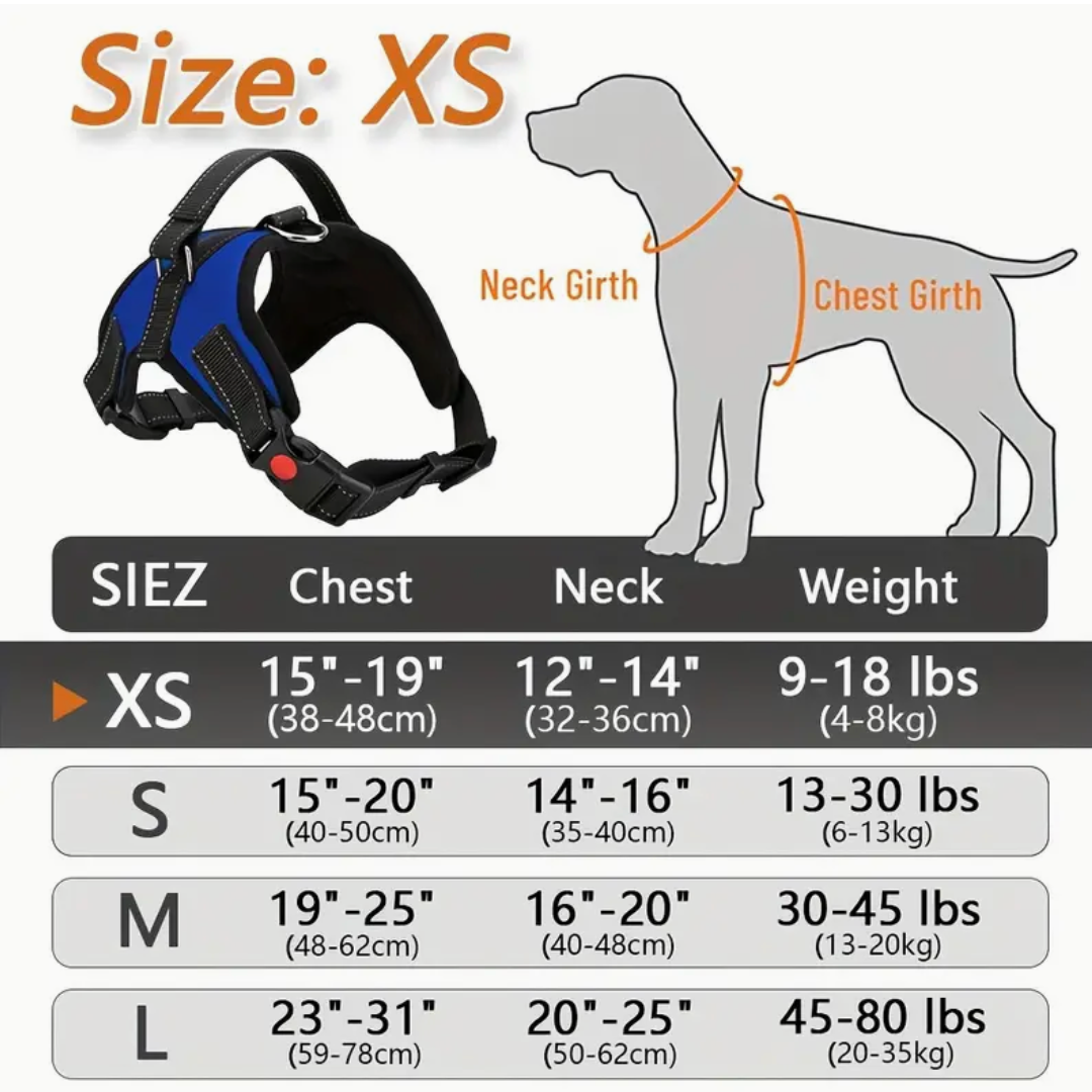 Doglee No-Pull Reflective Adjustable Dog Harness with Handle – XS to XL Sizes