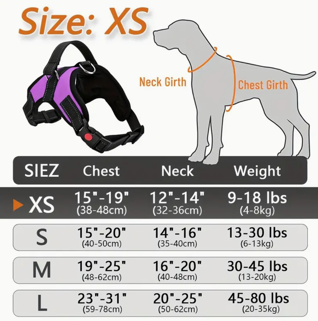 Doglee No-Pull Reflective Adjustable Dog Harness with Handle – XS to XL Sizes
