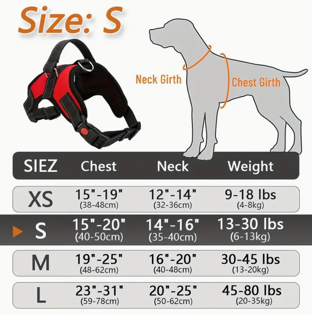 Doglee No-Pull Reflective Adjustable Dog Harness with Handle – XS to XL Sizes