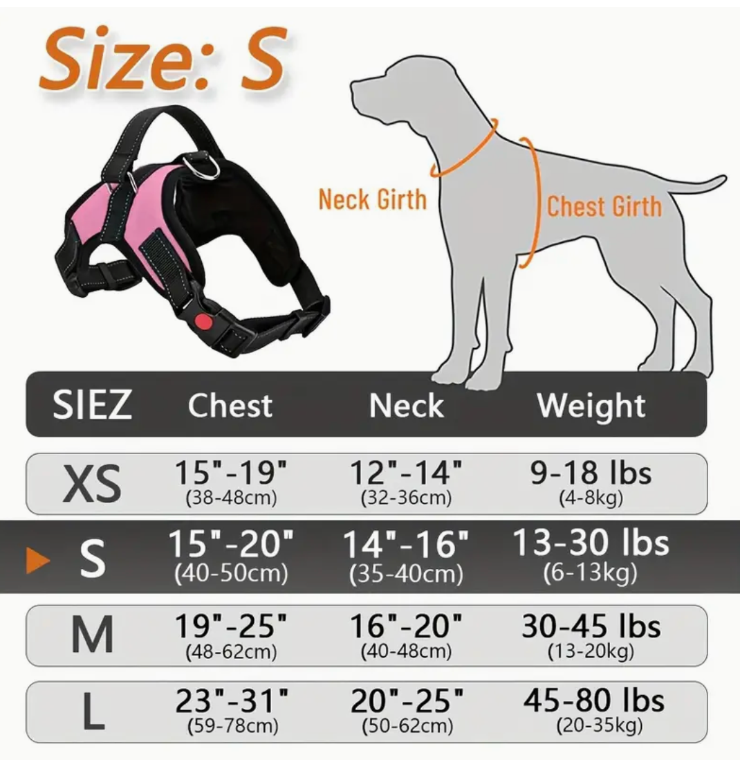 Doglee No-Pull Reflective Adjustable Dog Harness with Handle – XS to XL Sizes