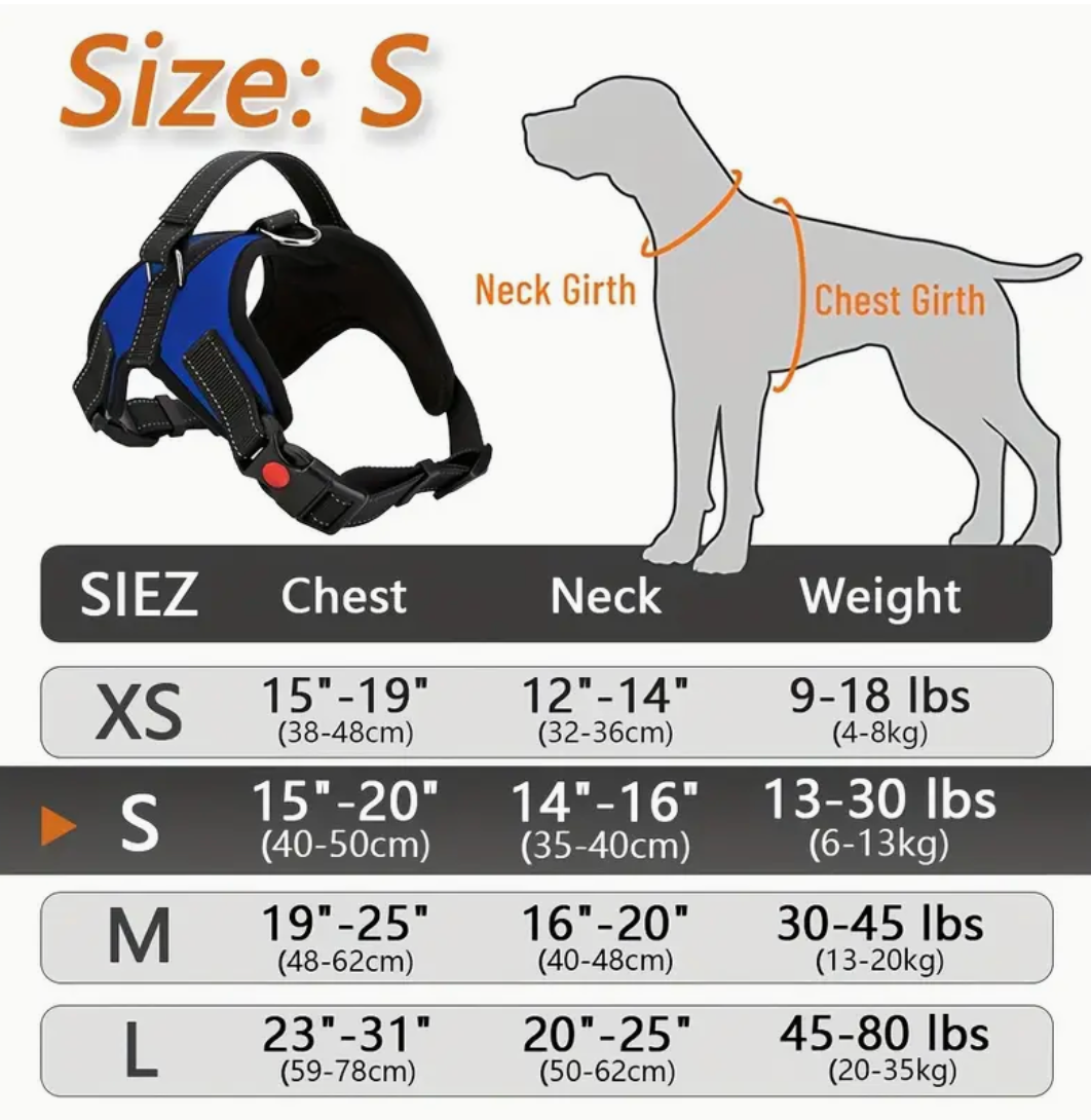 Doglee No-Pull Reflective Adjustable Dog Harness with Handle – XS to XL Sizes