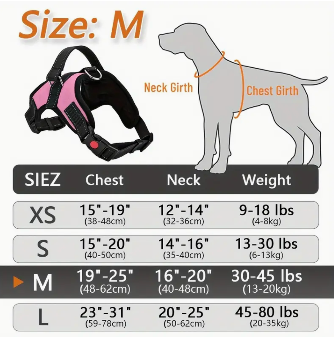Doglee No-Pull Reflective Adjustable Dog Harness with Handle – XS to XL Sizes