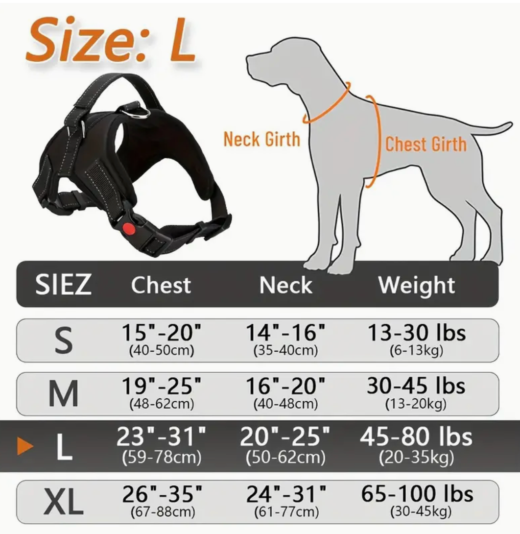 Doglee No-Pull Reflective Adjustable Dog Harness with Handle – XS to XL Sizes