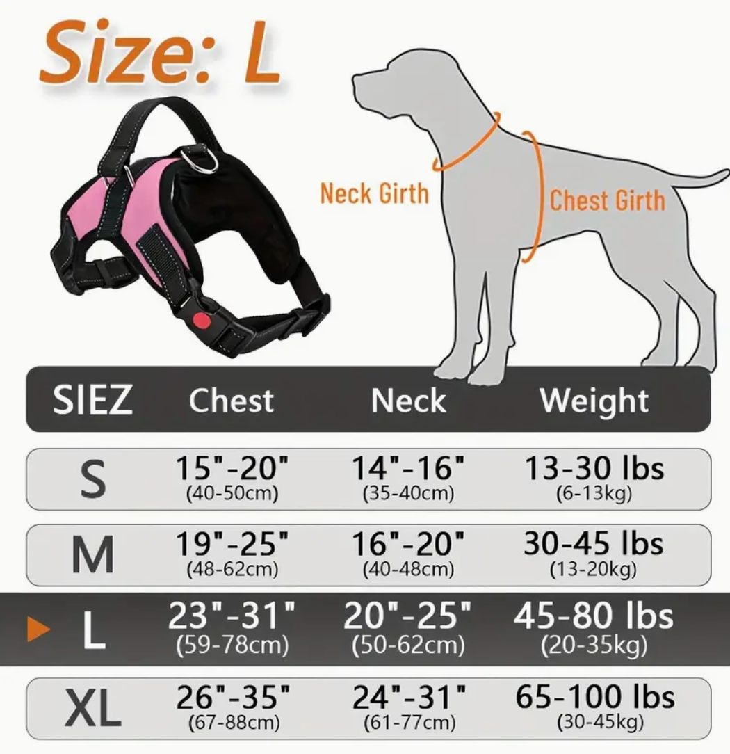 Doglee No-Pull Reflective Adjustable Dog Harness with Handle – XS to XL Sizes