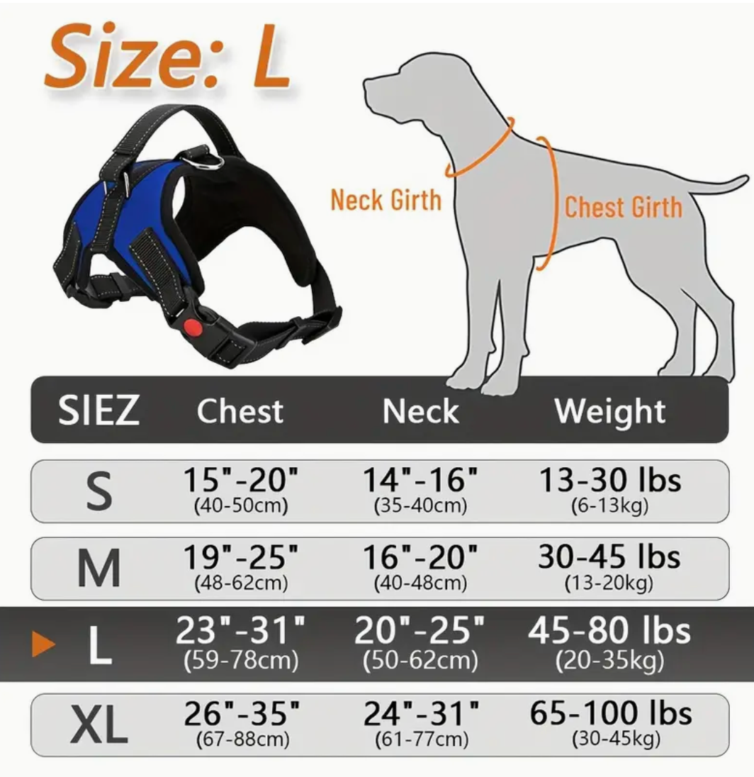 Doglee No-Pull Reflective Adjustable Dog Harness with Handle – XS to XL Sizes