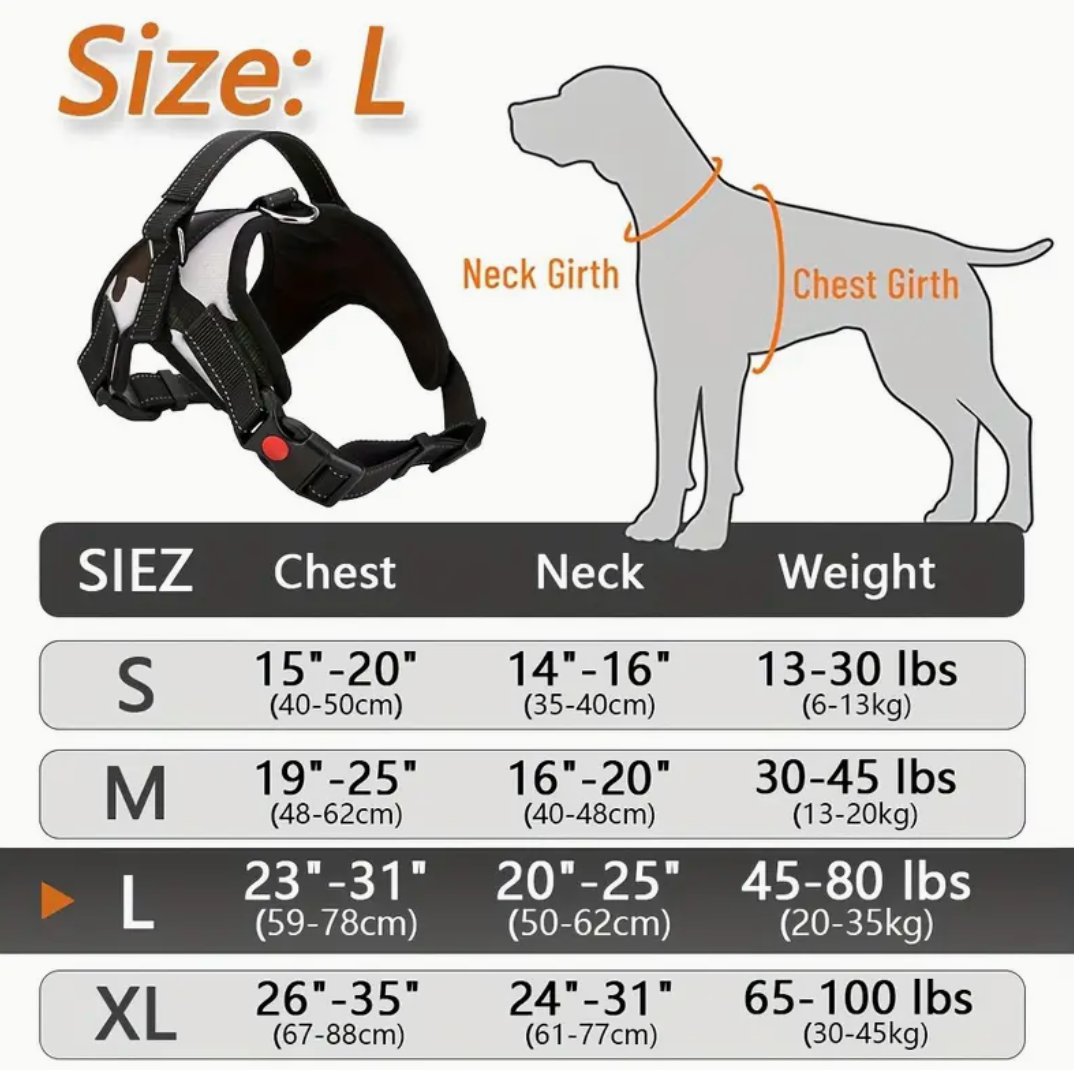 Doglee No-Pull Reflective Adjustable Dog Harness with Handle – XS to XL Sizes