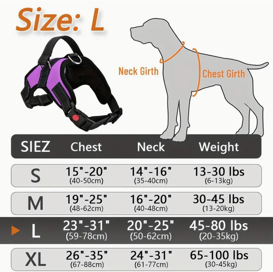 Doglee No-Pull Reflective Adjustable Dog Harness with Handle – XS to XL Sizes