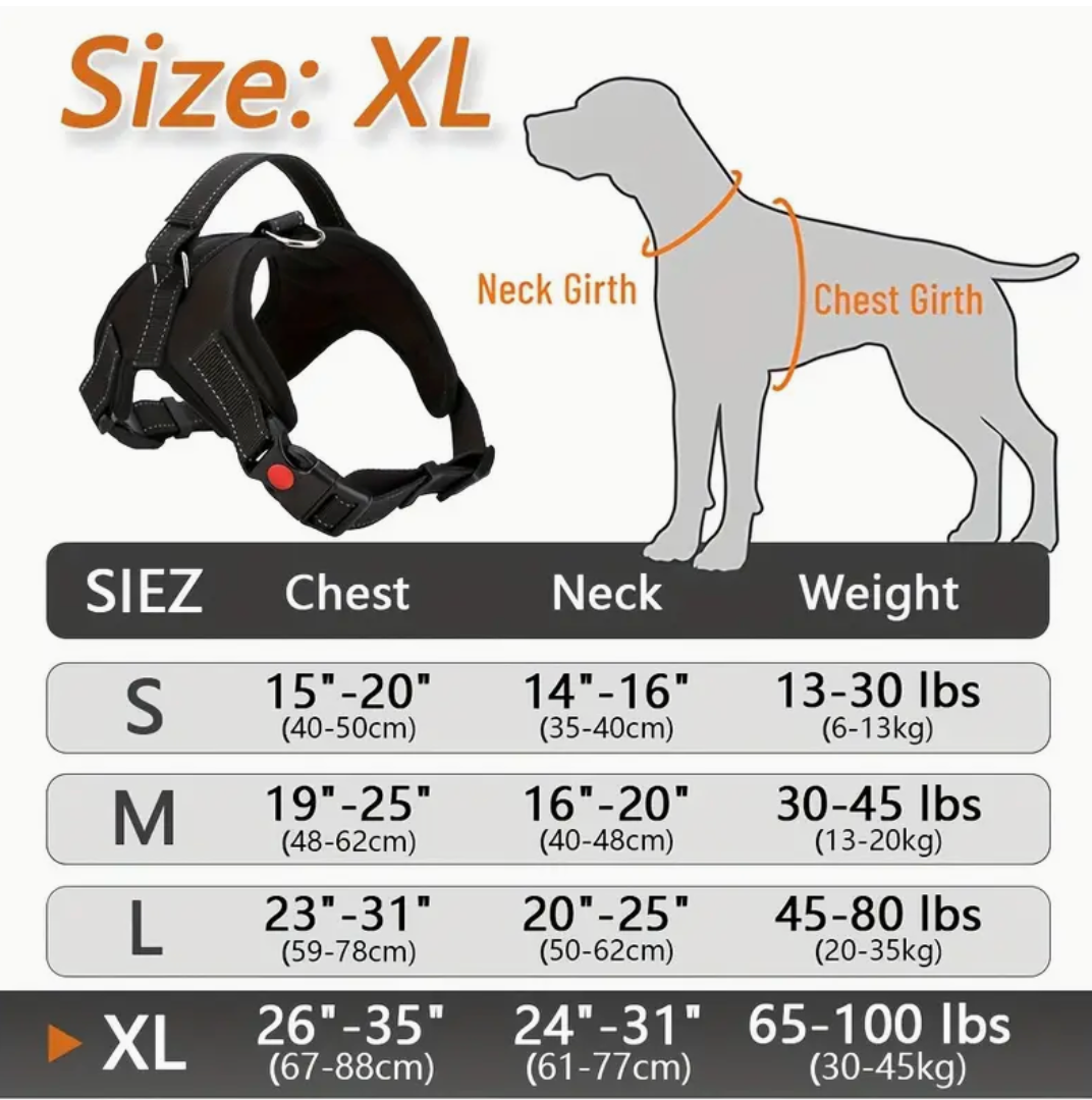 Doglee No-Pull Reflective Adjustable Dog Harness with Handle – XS to XL Sizes
