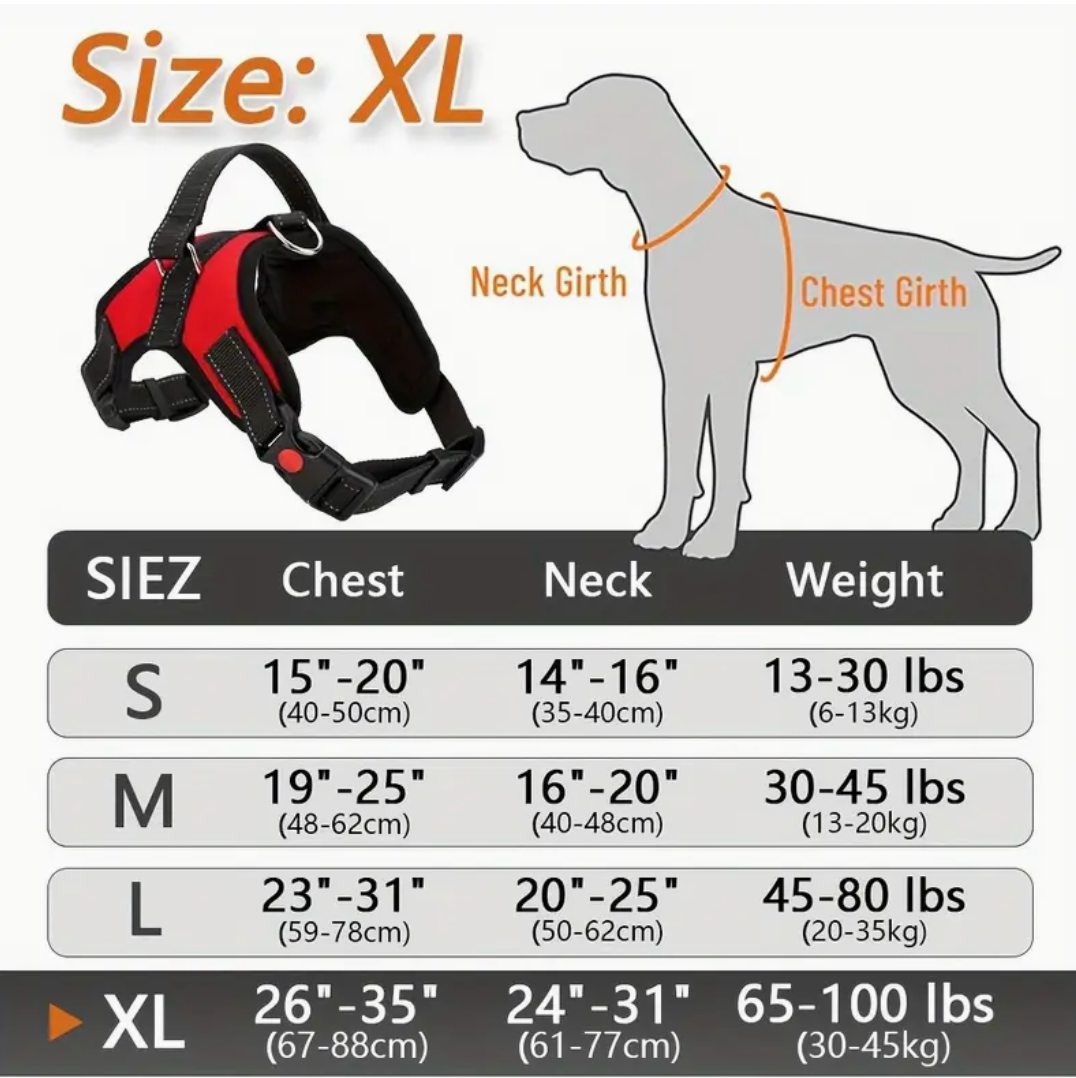 Doglee No-Pull Reflective Adjustable Dog Harness with Handle – XS to XL Sizes